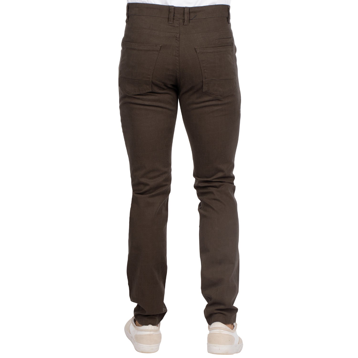 Pantalon 5 poches écossais Marron  - vu de dos - Shilton