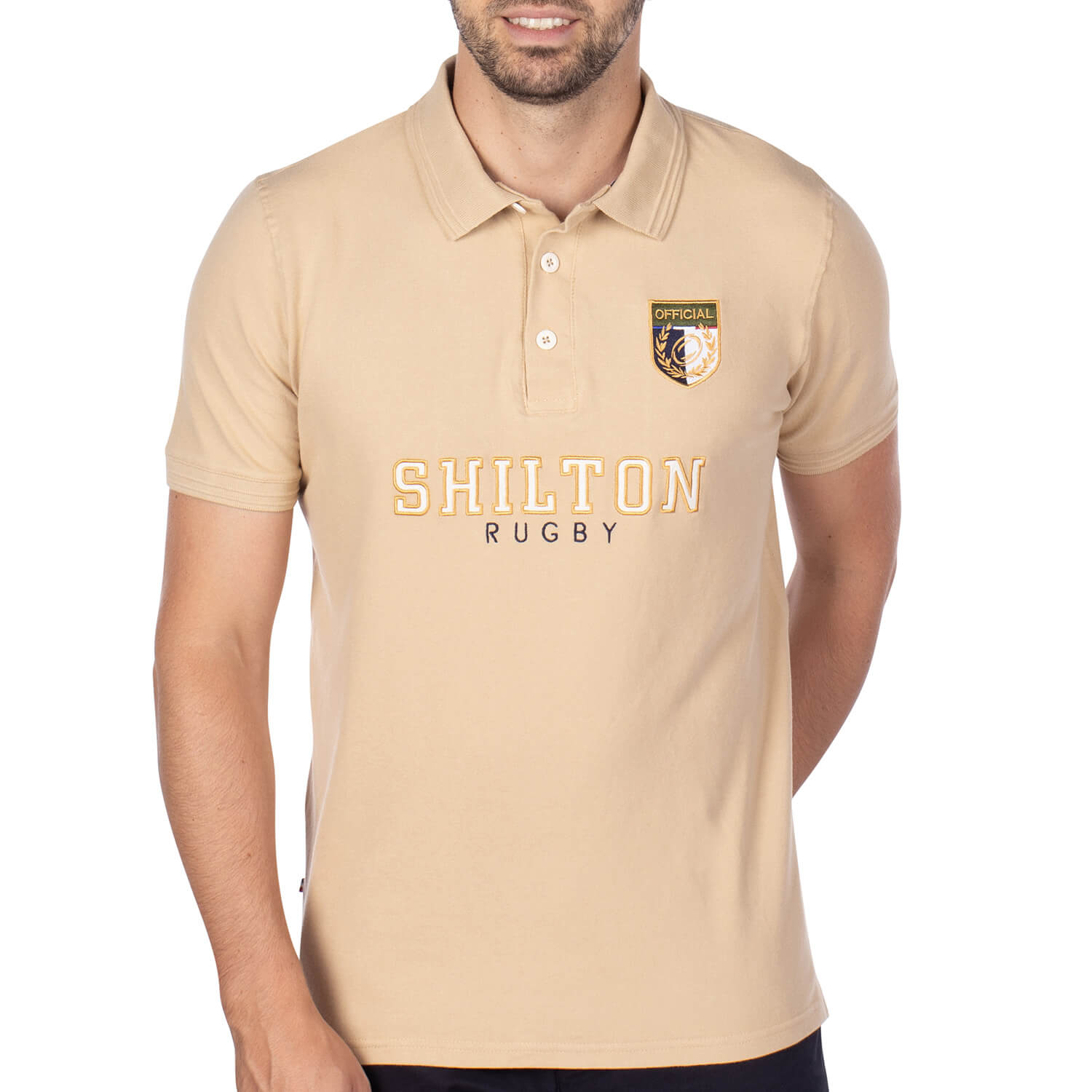 Pull Rugby Shilton Nations 15 - Col Zippé, Broderies, Coupe Droite - 95% Coton, 5% Cachemire