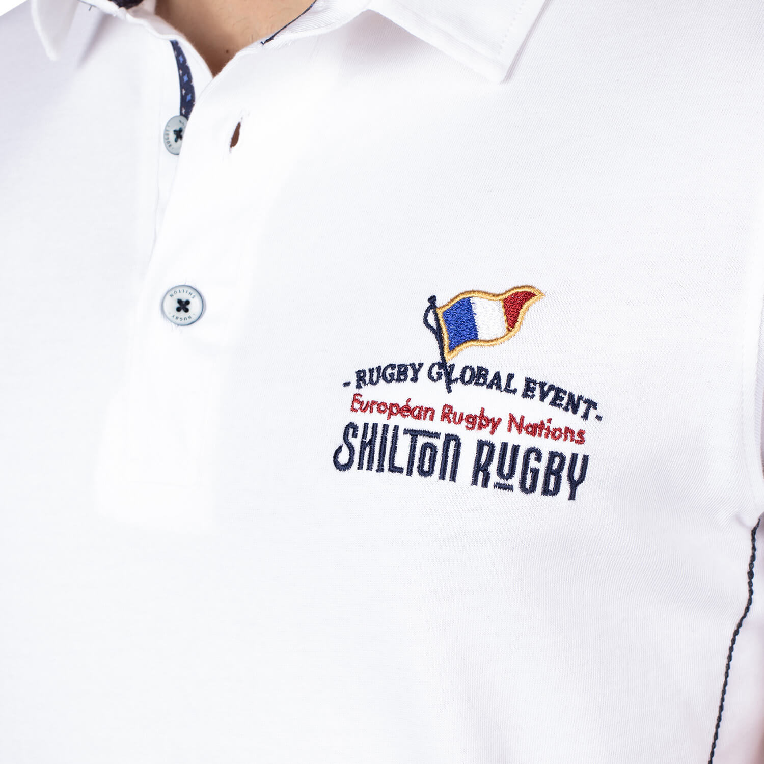 Polo European Rugby Nations Blanc