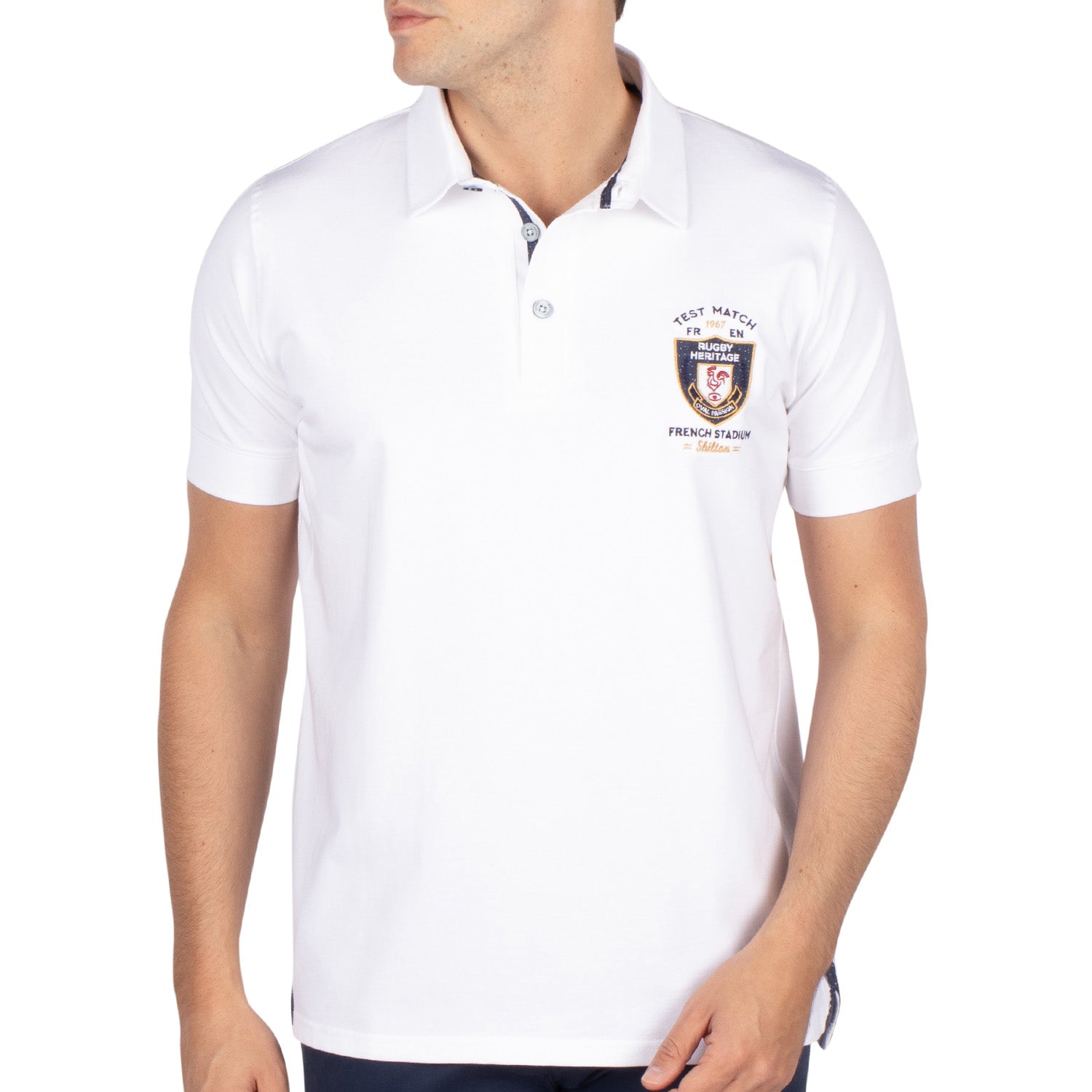 Polo Rugby France Rooster Blanc