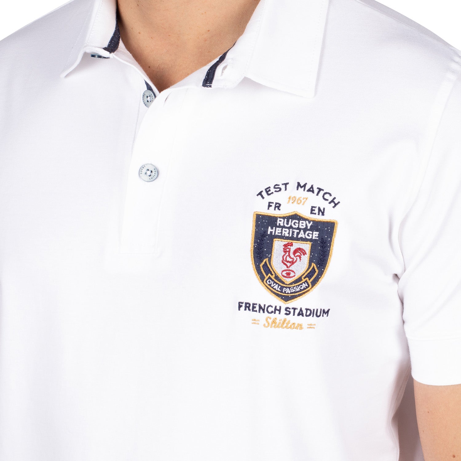 Polo Rugby France Rooster Blanc