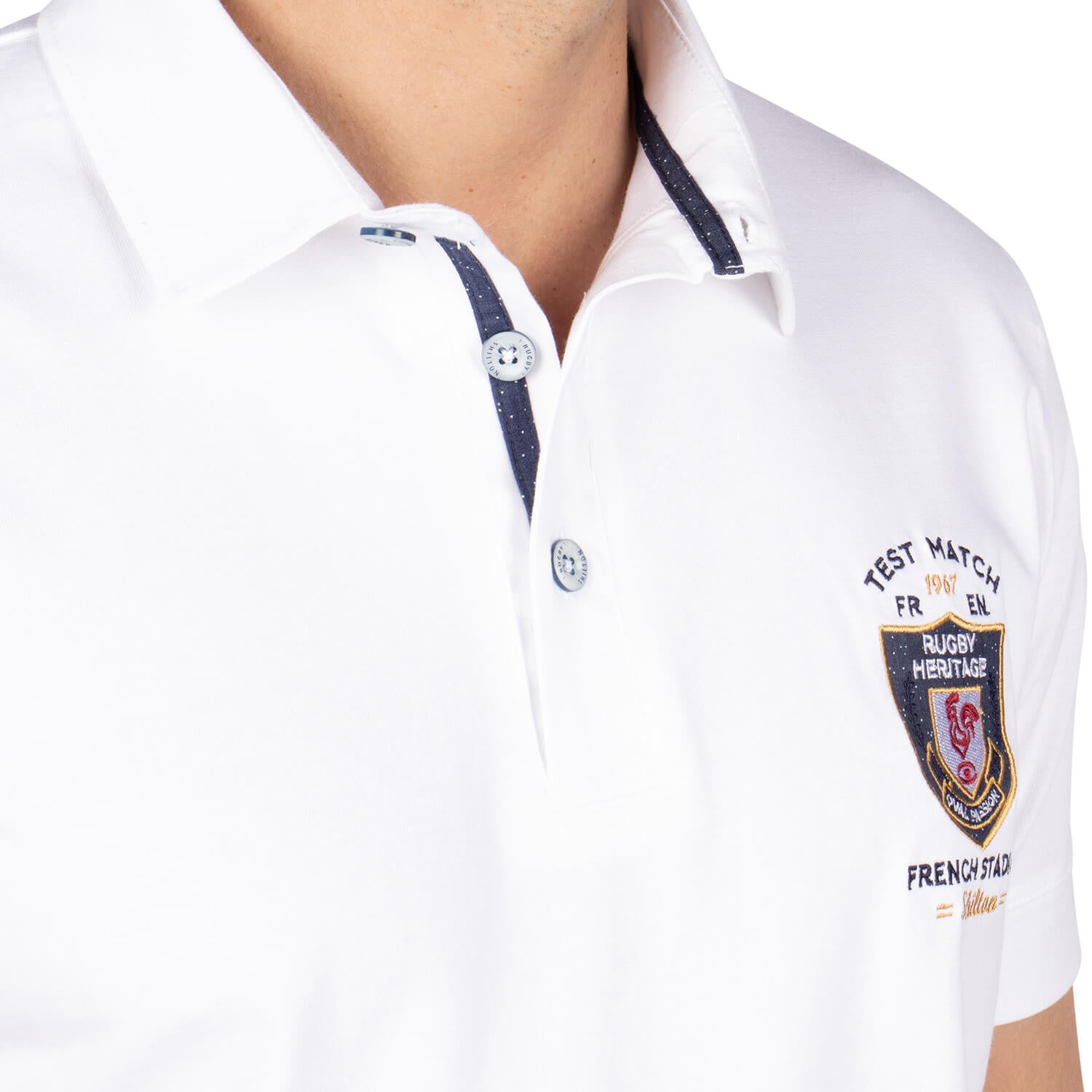 Polo Rugby France Rooster Blanc