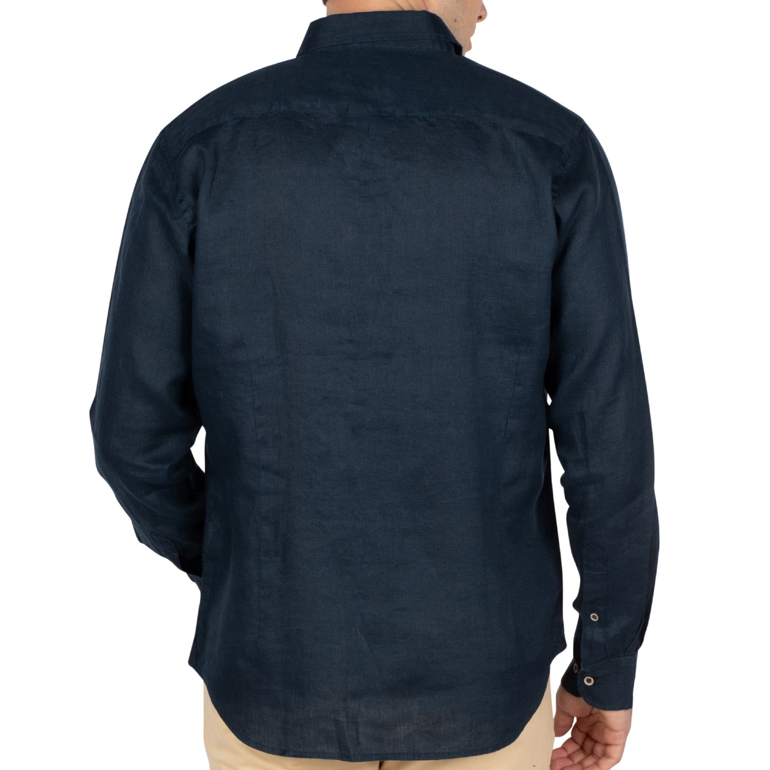 Chemise Ml Basic Lin Navy