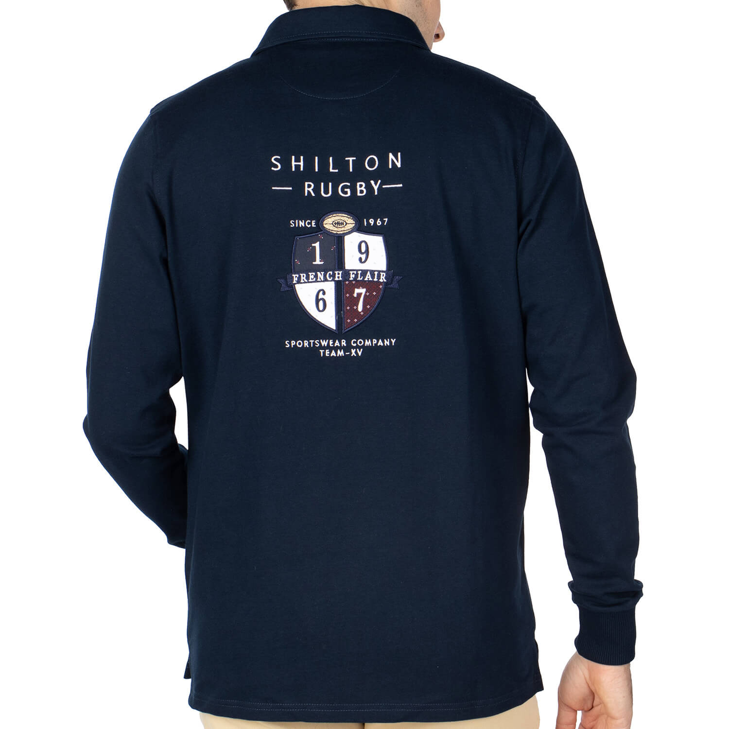 Polo rugby french flair Navy  - vu de dos - Shilton