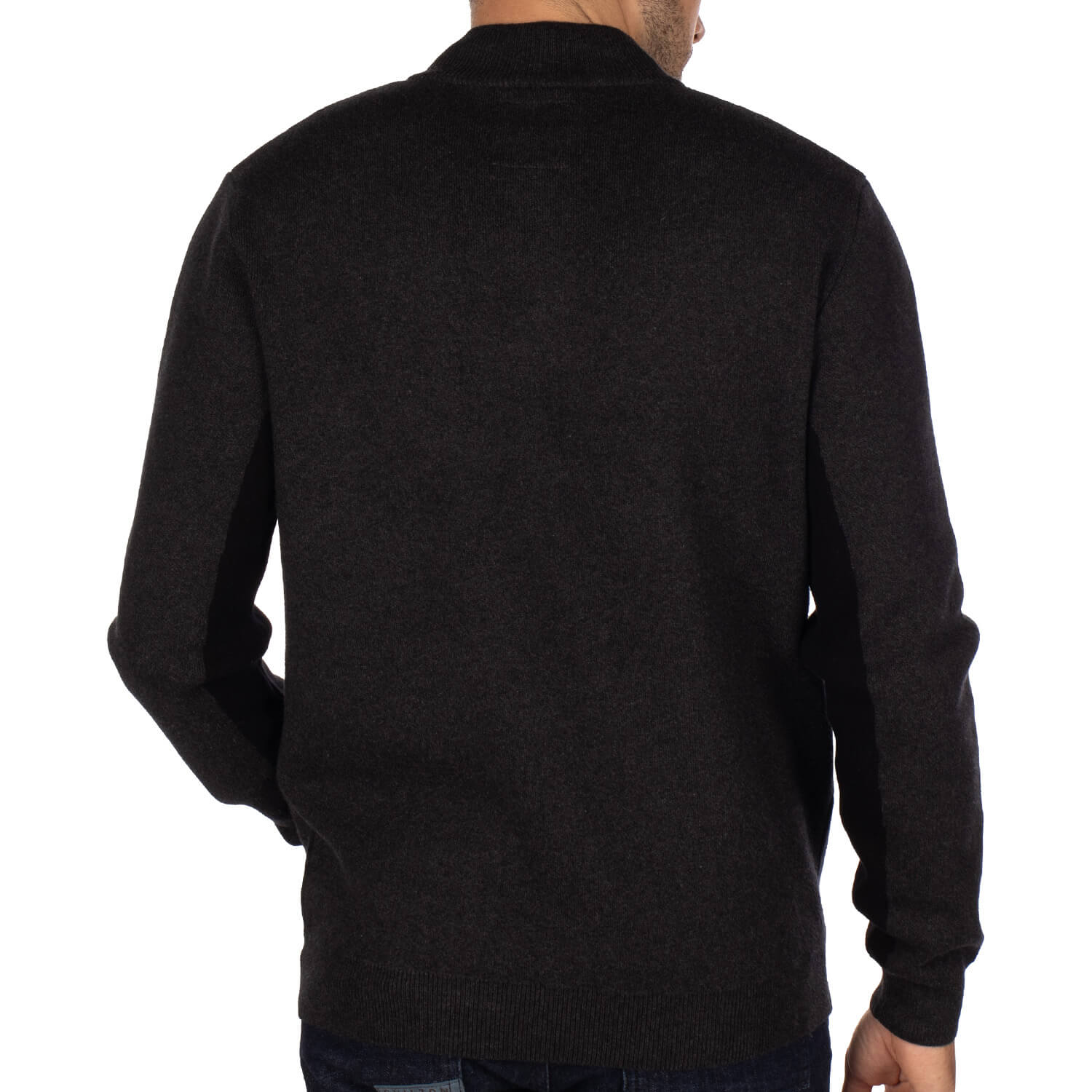 Pull Col Cheminee Bicolore Gris Anthracite