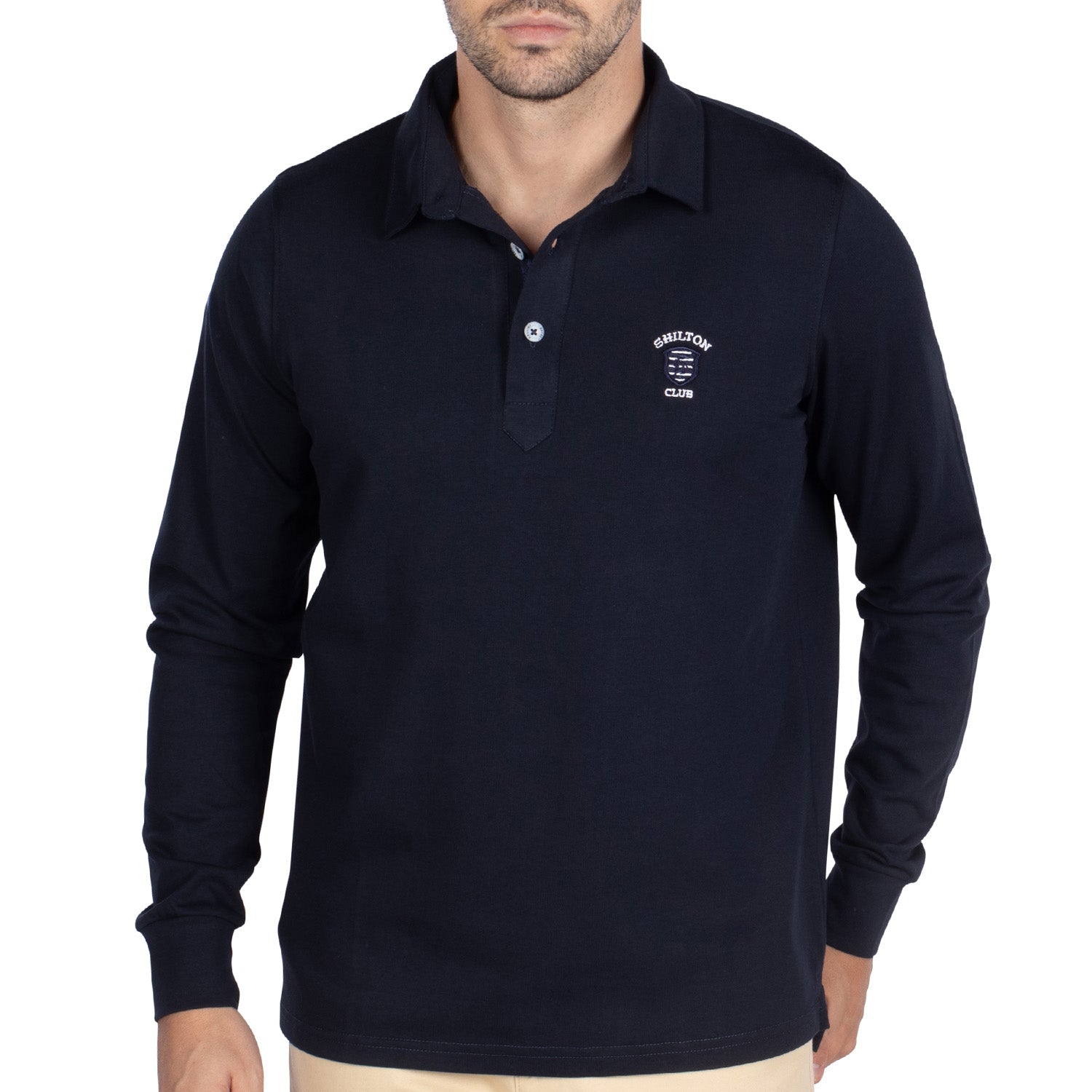 Polo basic fleuri Navy - Shilton