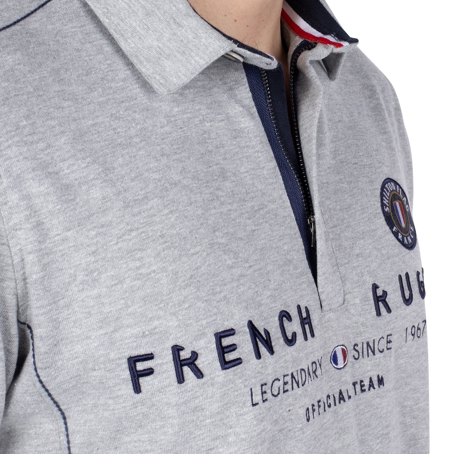 Polo French Rugby Ml Gris Chiné