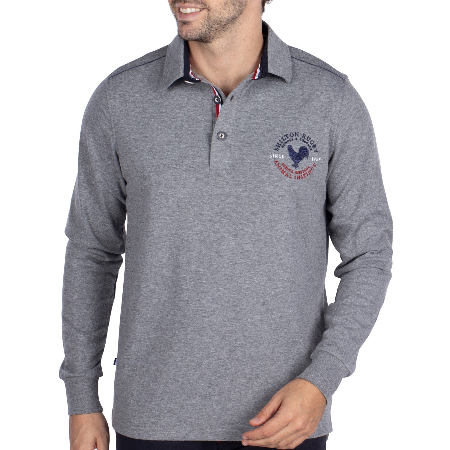 Polo Ml Rugby Coq Fra Gris