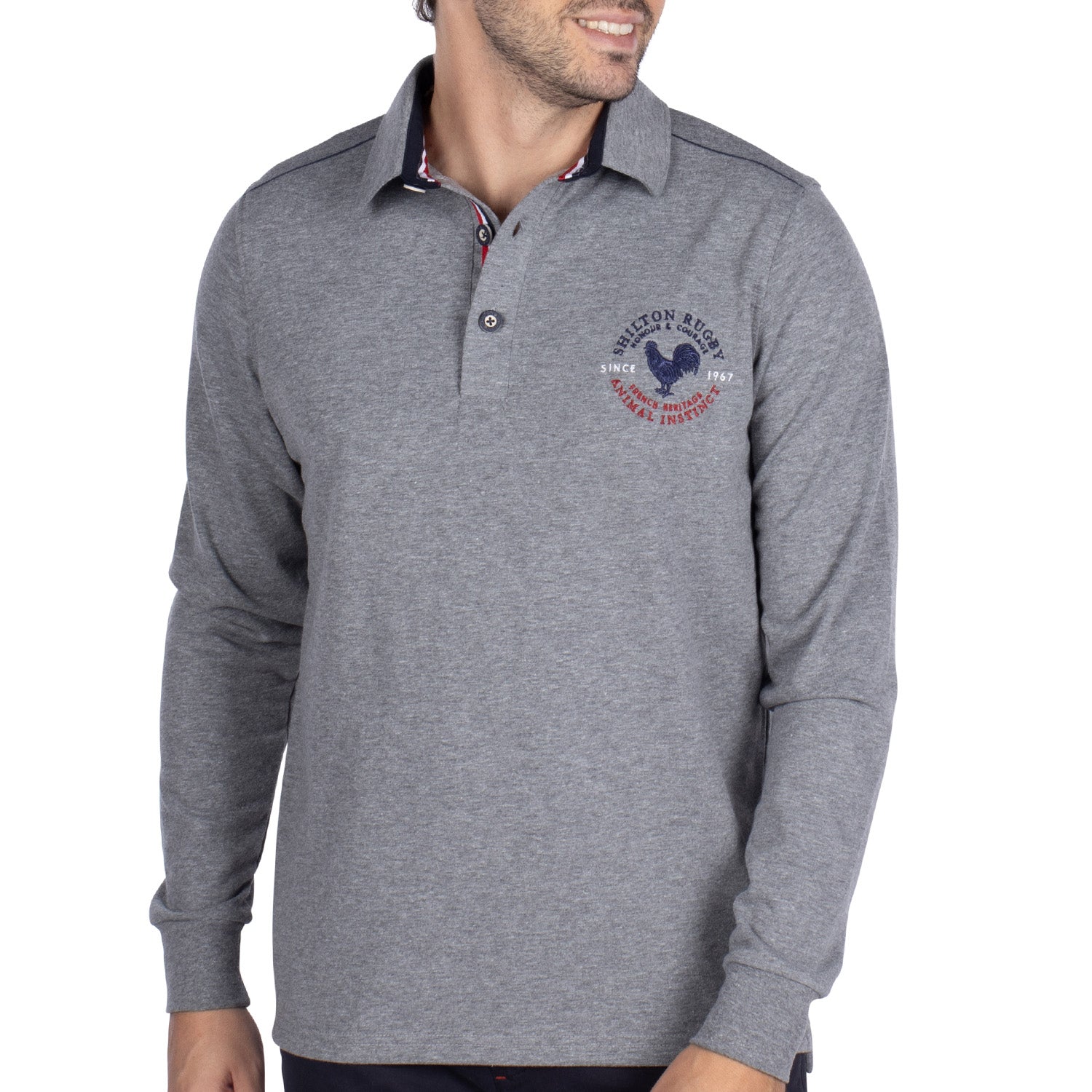 Polo Ml Rugby Coq Fra Gris