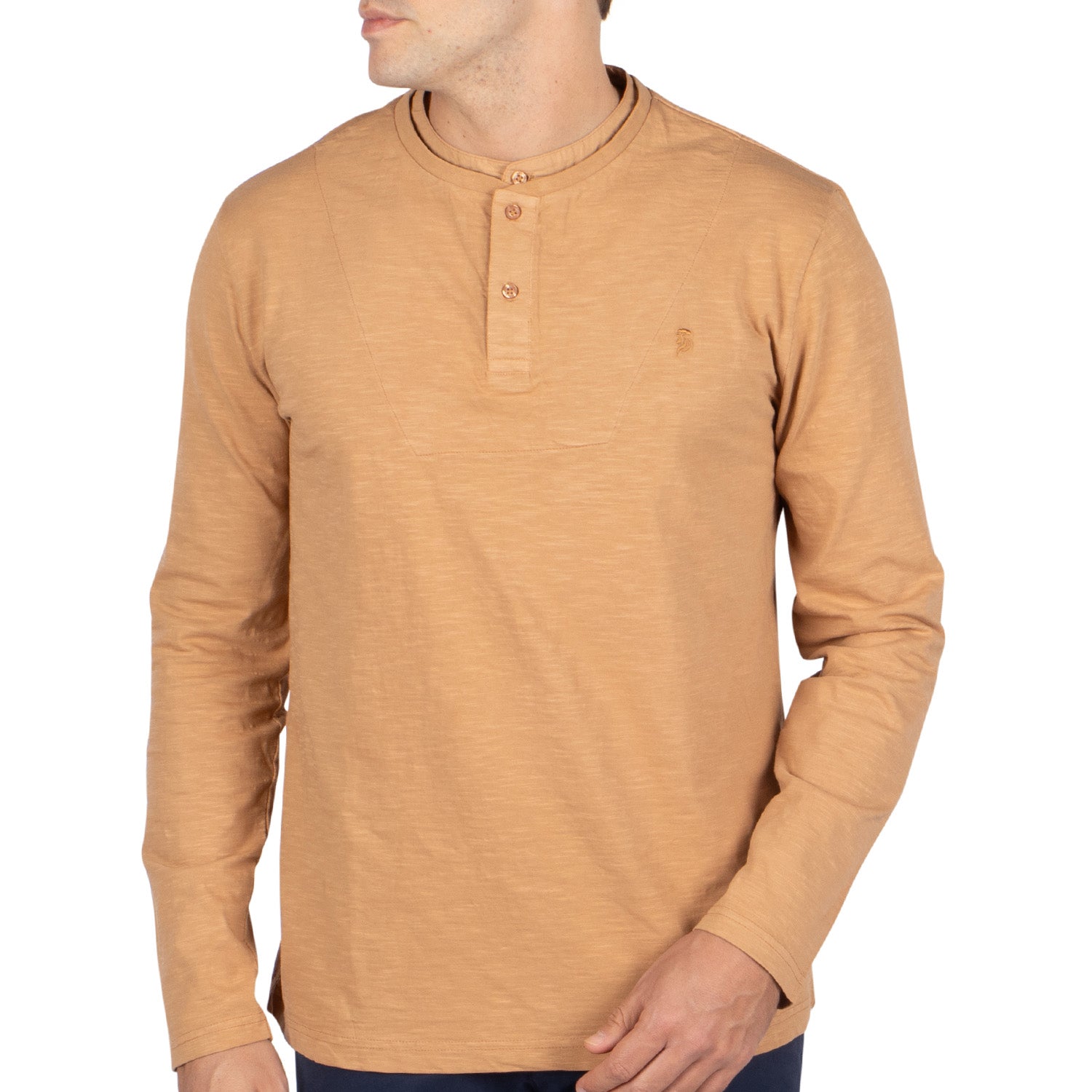 Tshirt Col Mao Camel