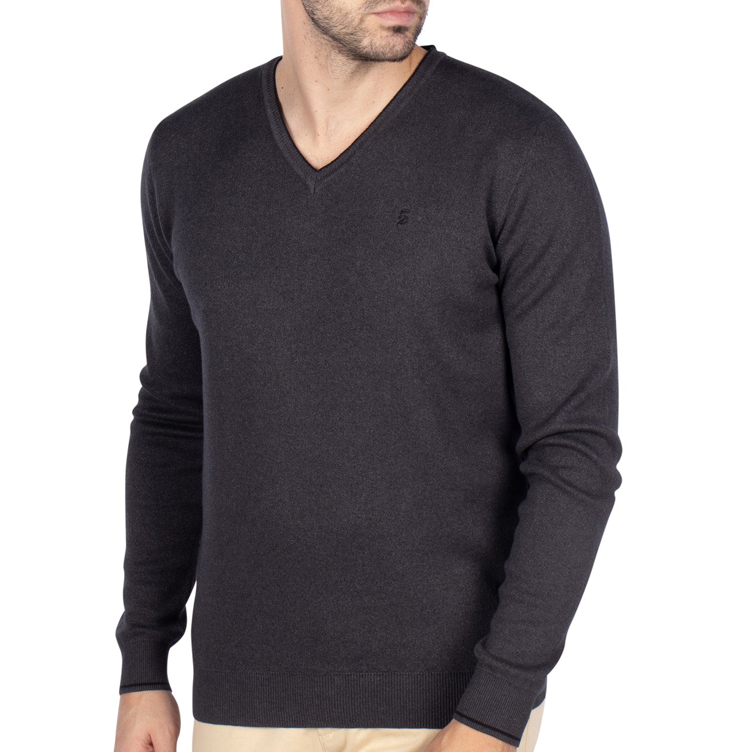 Pull Basic Col V Gris Anthracite