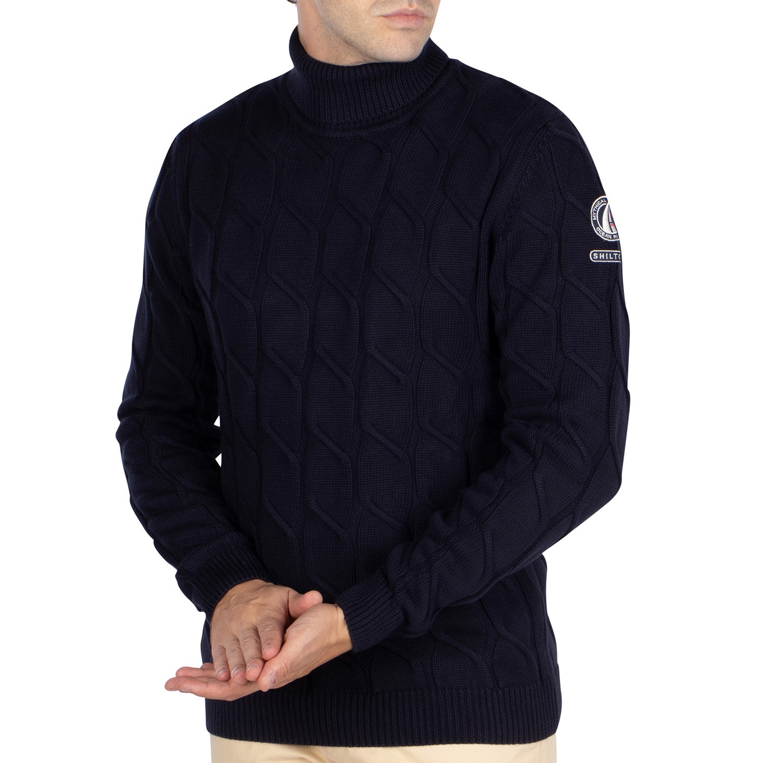 Pull Col Roule Torsade Navy