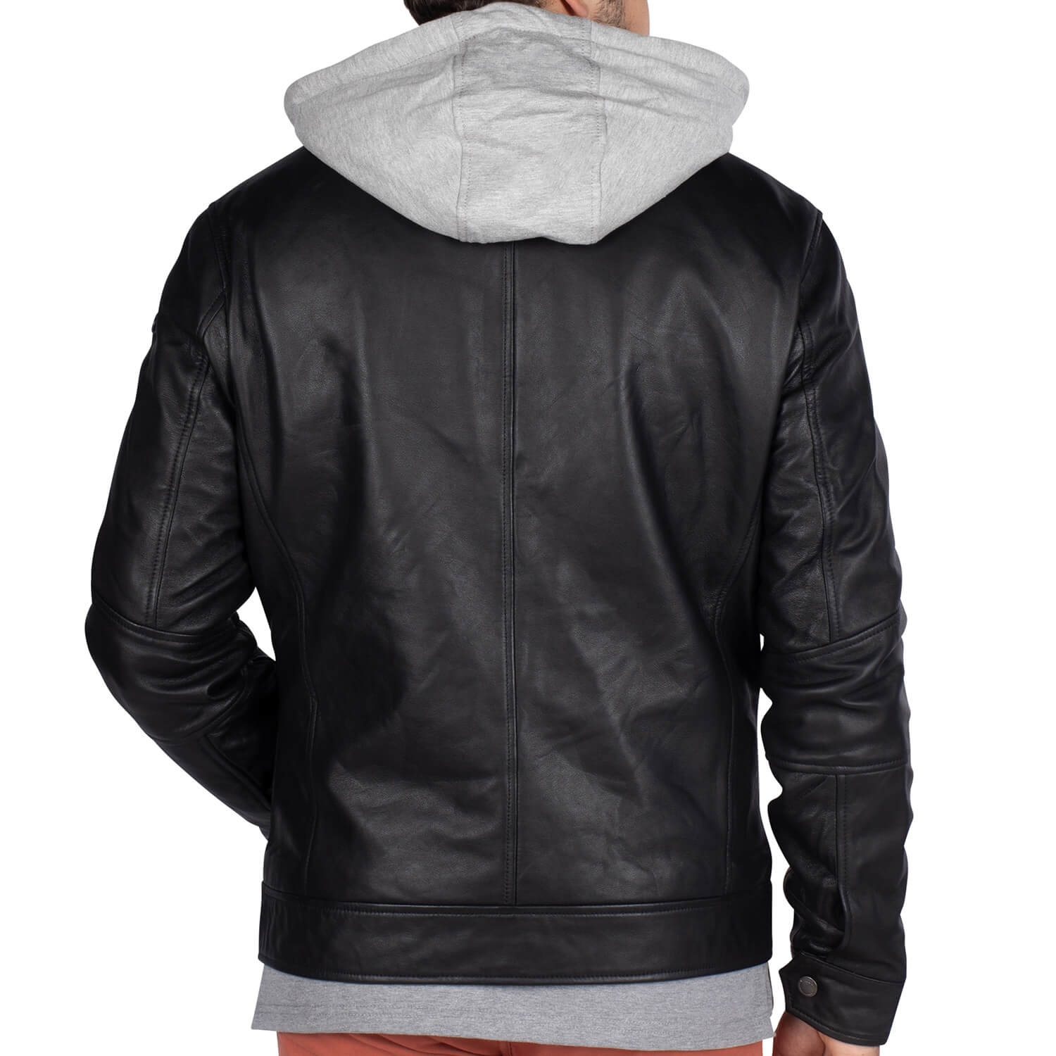 Blouson cuir à capuche