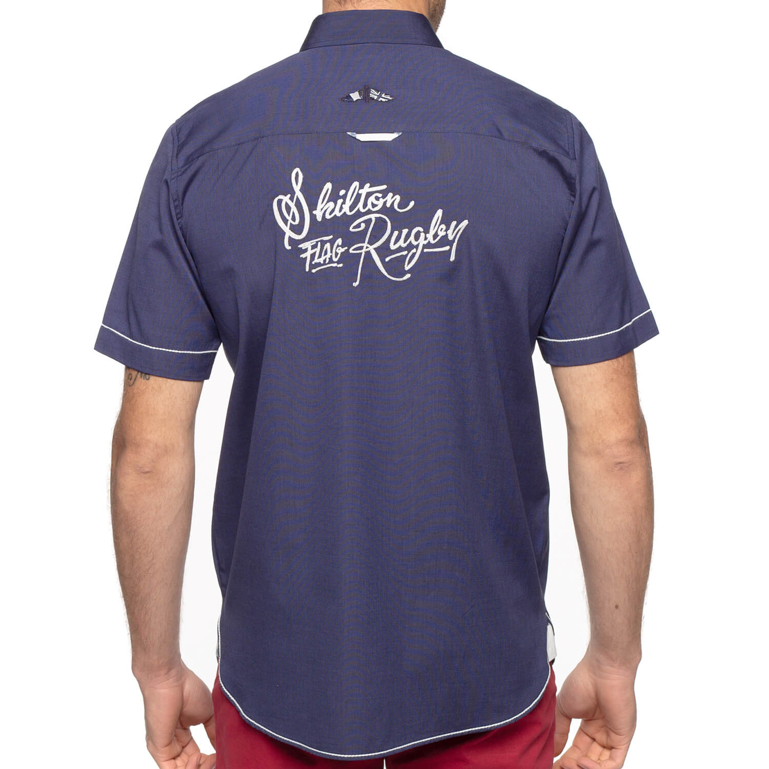 Navy rugby flag shirt - back view - Shilton