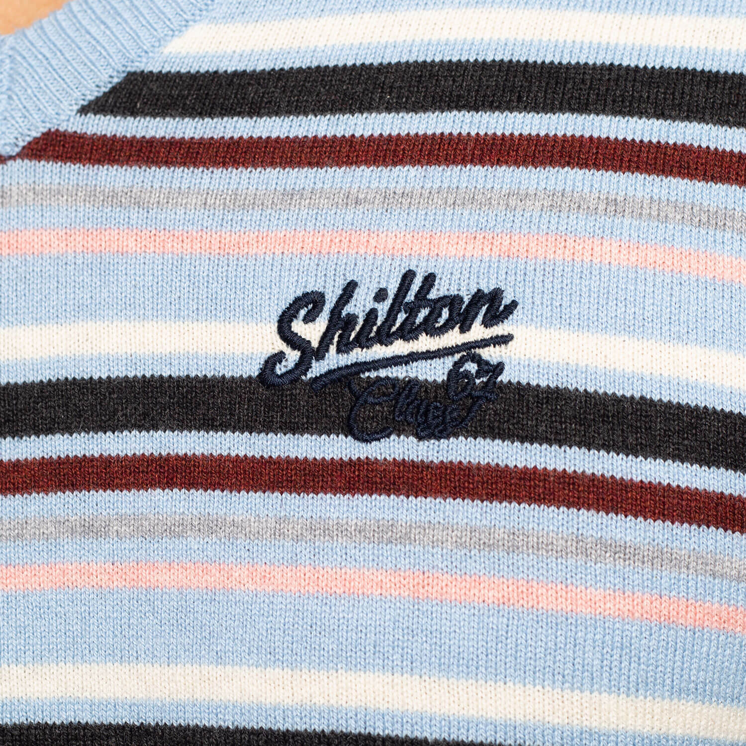 Cotton-wool striped V-neck sweater
