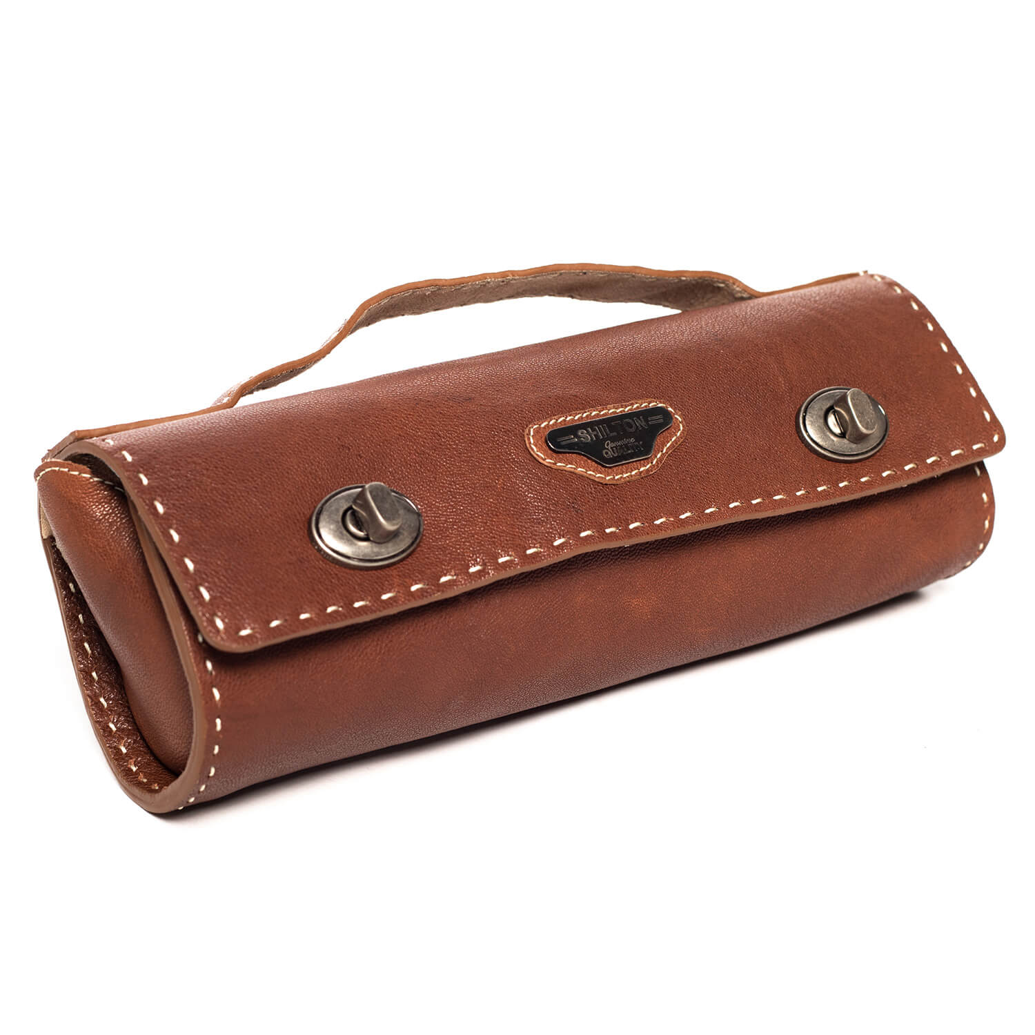 Cognac leather pétanque bag - Shilton