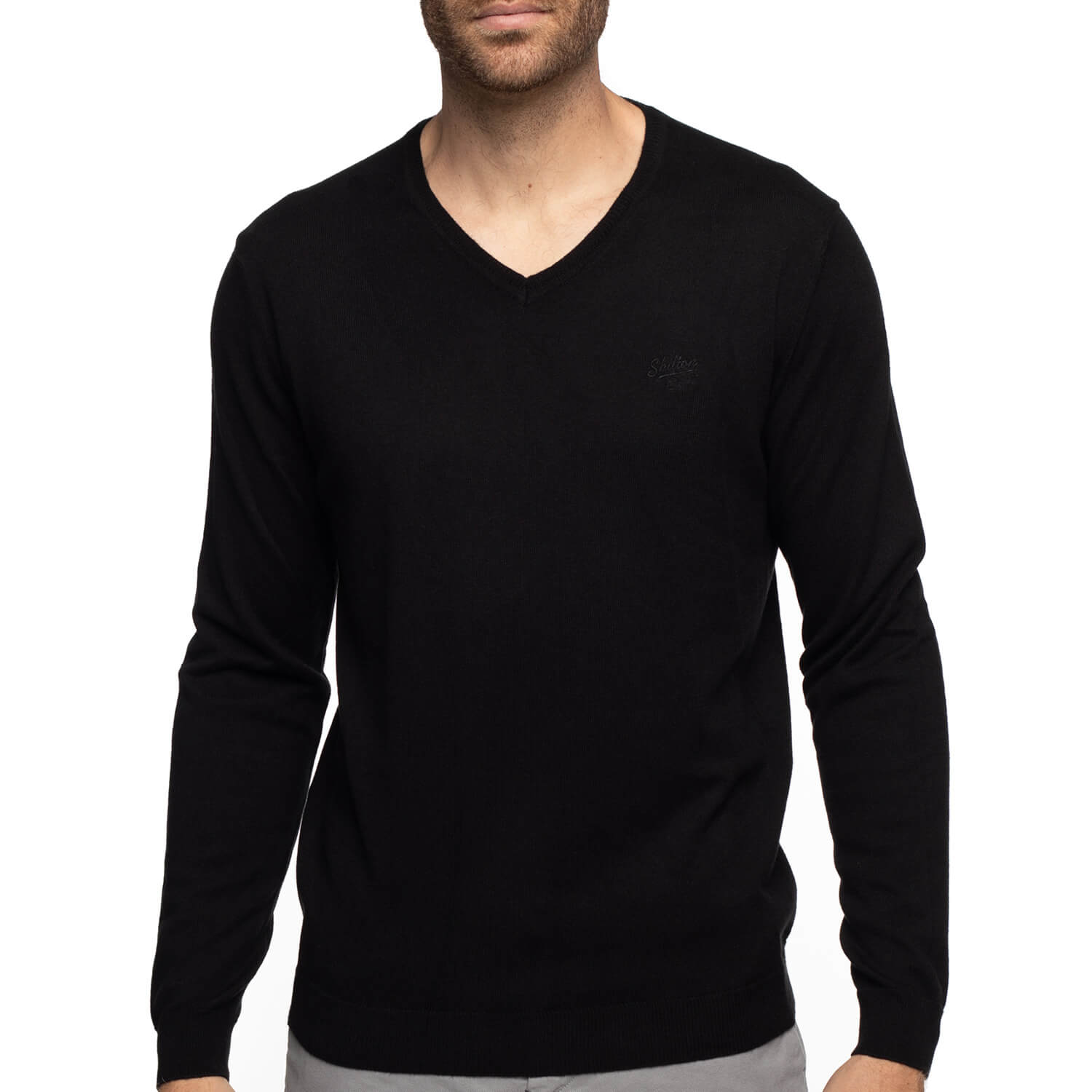 Cashmere cotton v-neck sweater