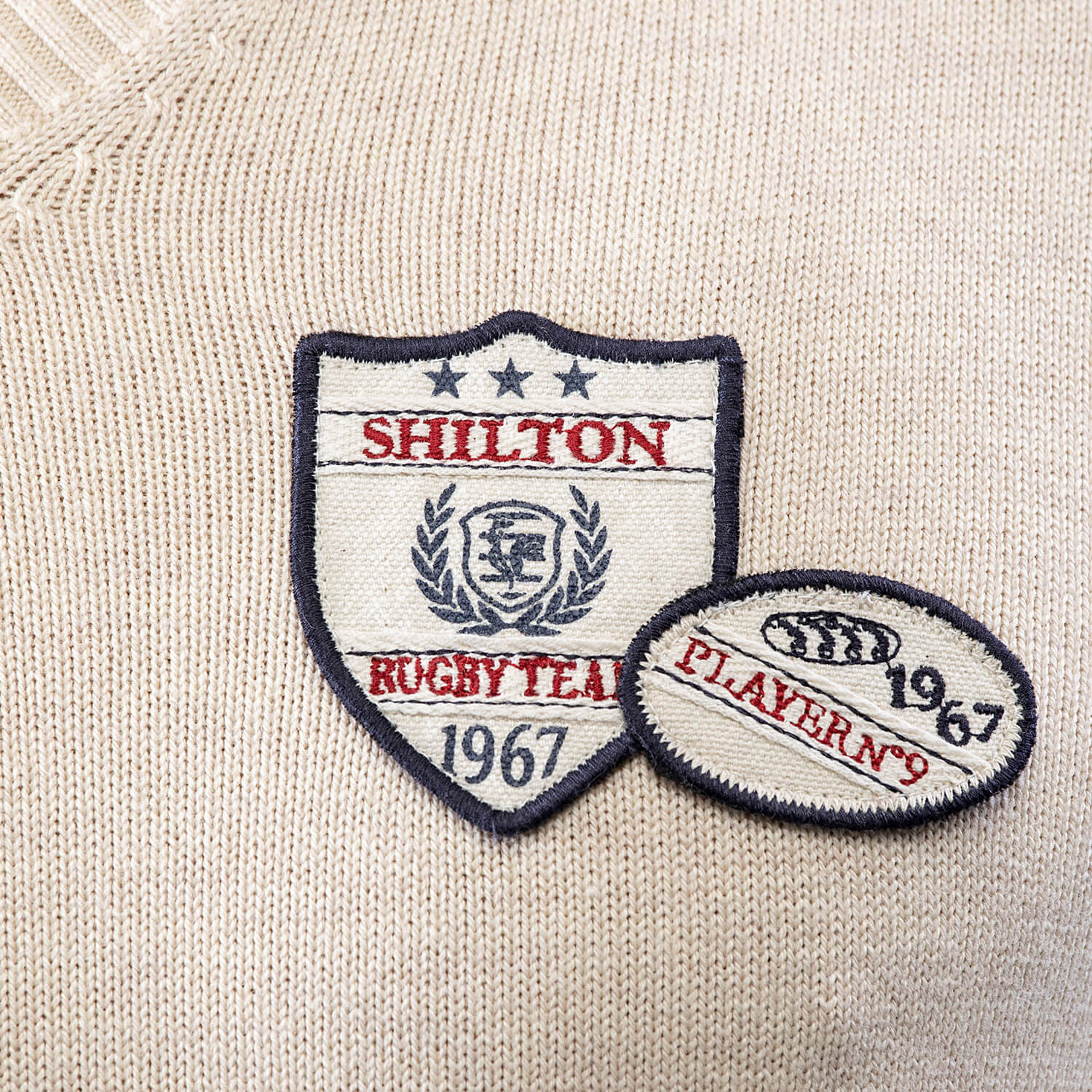 V-neck patch sweater