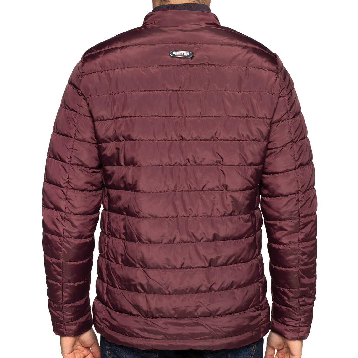 Lightweight warm down jacket Bordeaux - back view - Shilton