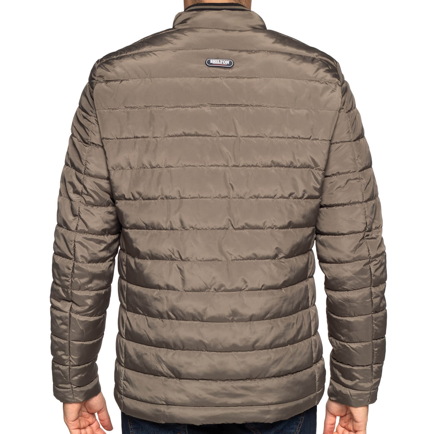 Lightweight Warm Khaki Down Jacket - back view - Shilton