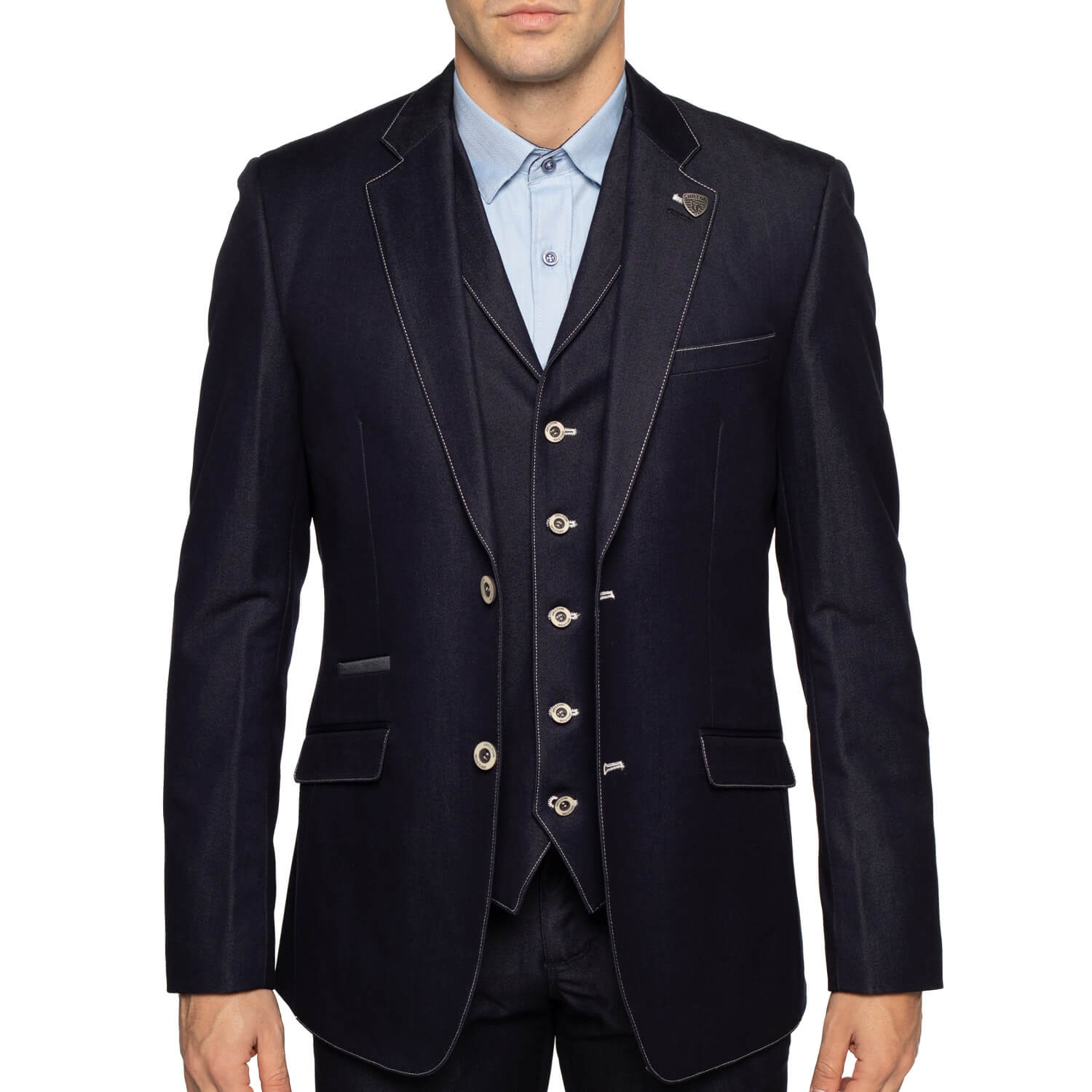 Navy X Red blazer jacket with British vest - Shilton