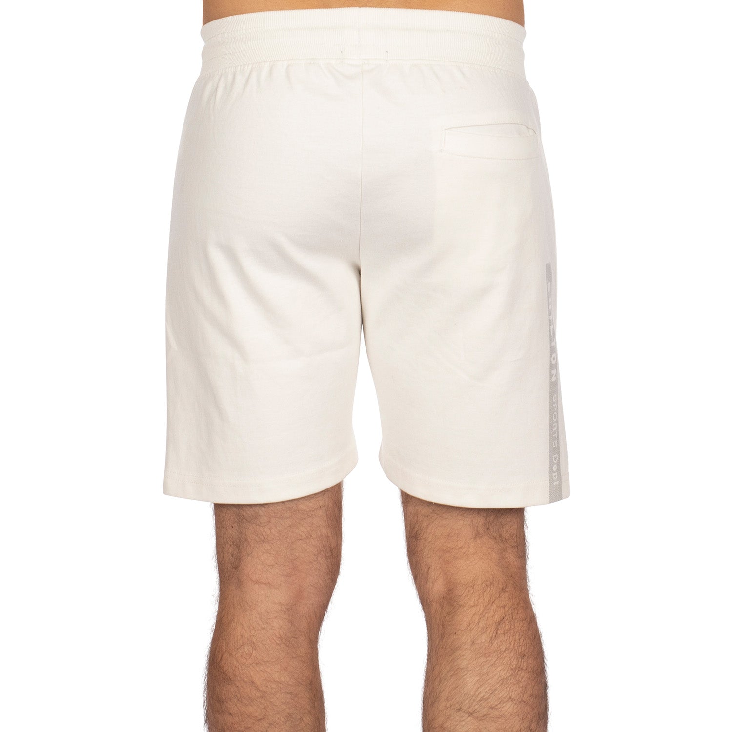 Ecru sports team fleece shorts - back view - Shilton