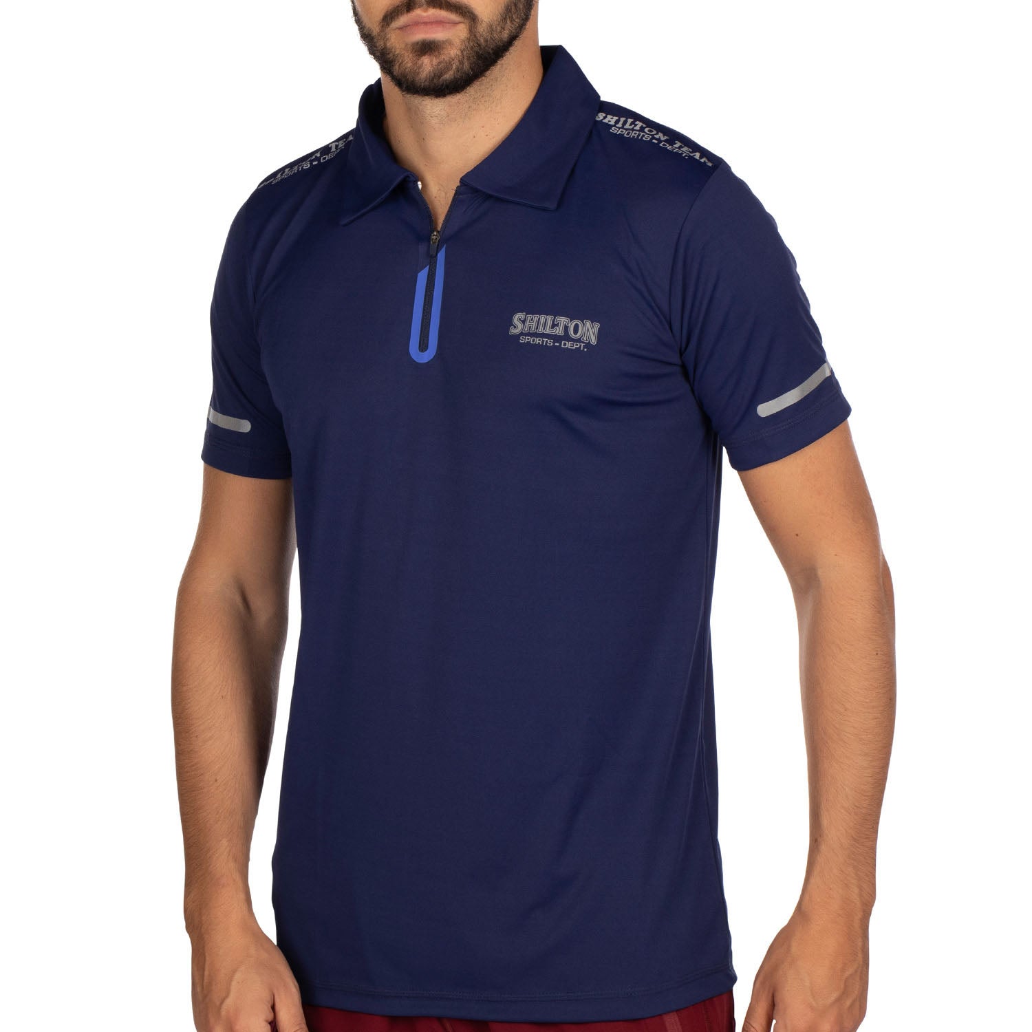 Navy zip-up sports polo - Shilton