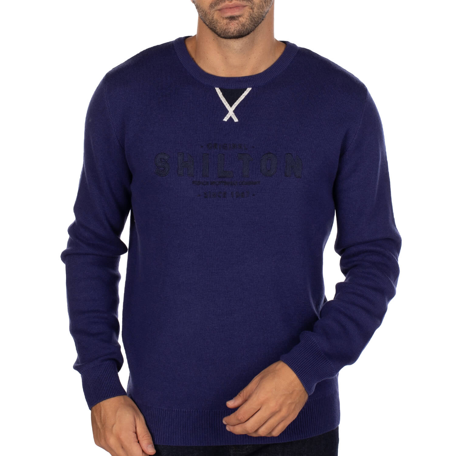 Company Blue Round Neck Sweater - Shilton
