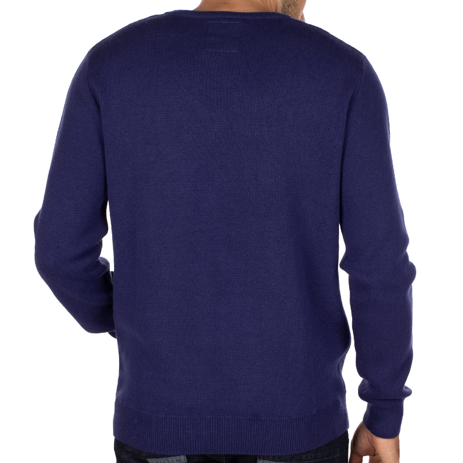 Company Blue Round Neck Sweater - back view - Shilton