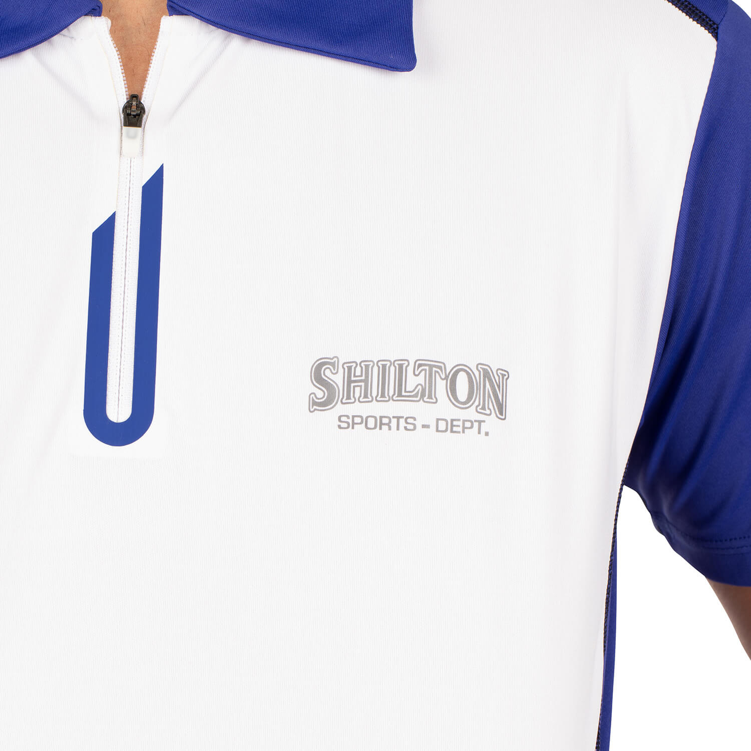 Two-tone zip-up sports polo shirt