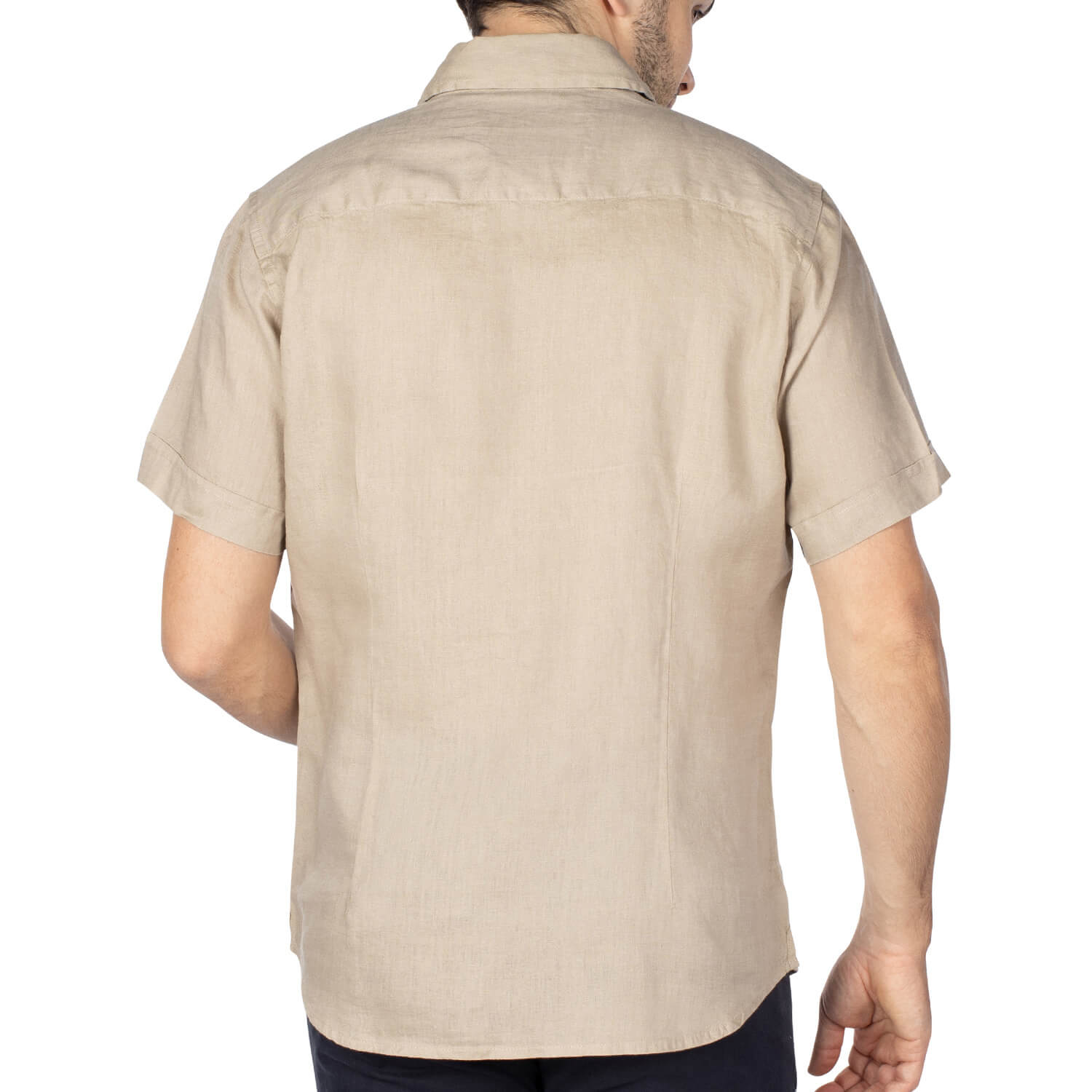 Beige linen rugby shirt - back view - Shilton