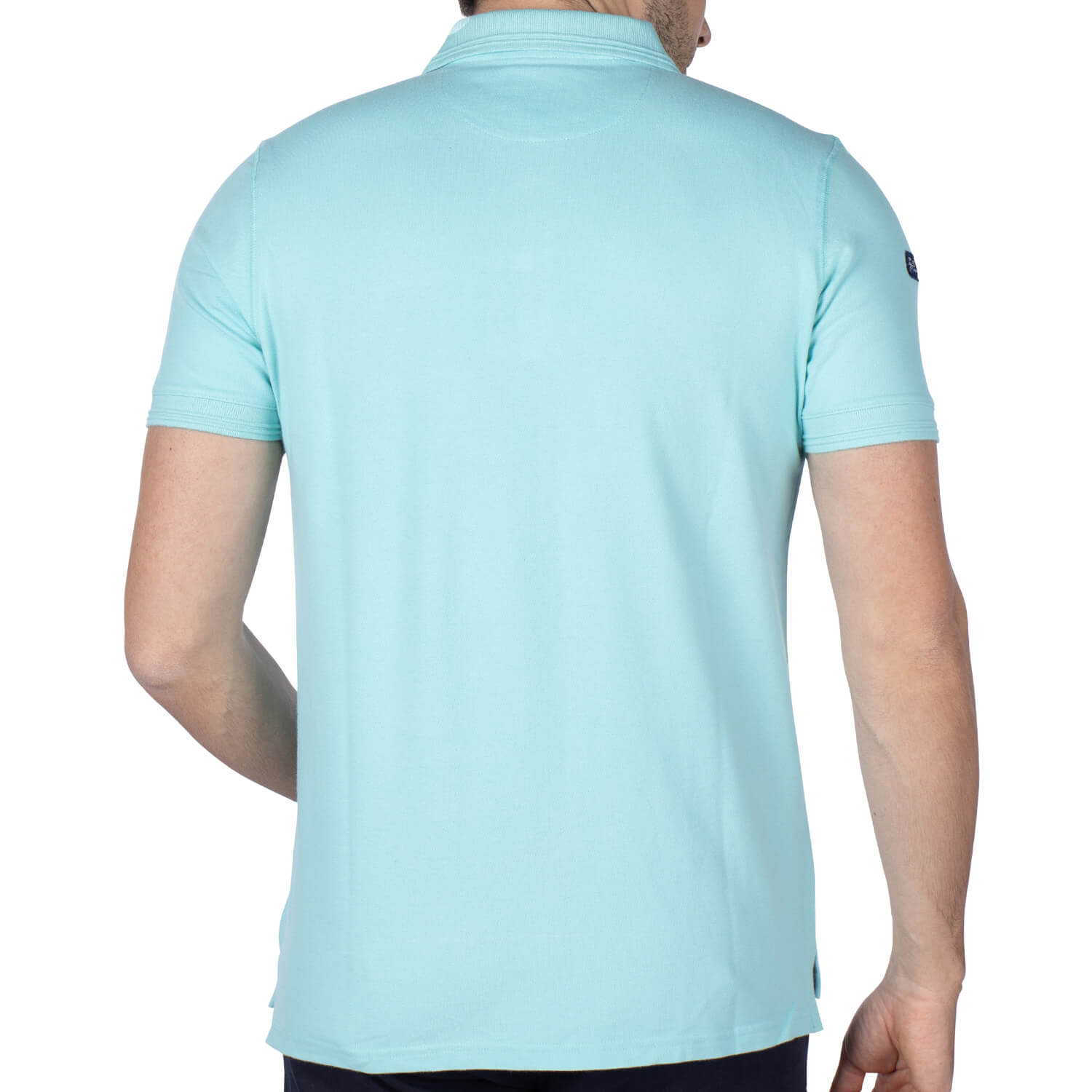 Turquoise rugby unity polo shirt - back view - Shilton