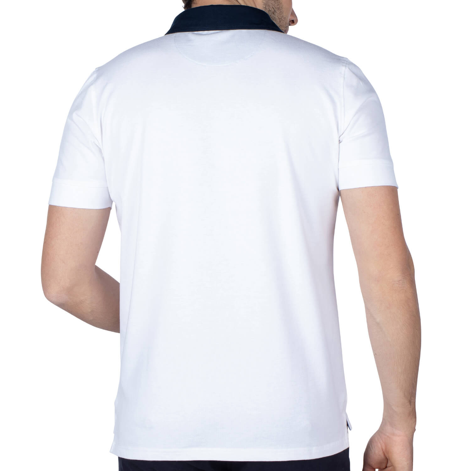 Basic rugby polo shirt White - back view - Shilton