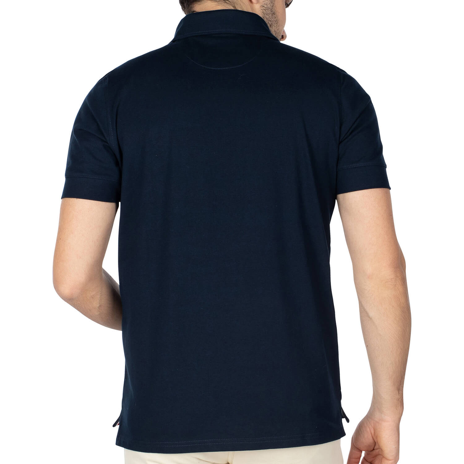 Basic rugby polo shirt Navy - back view - Shilton