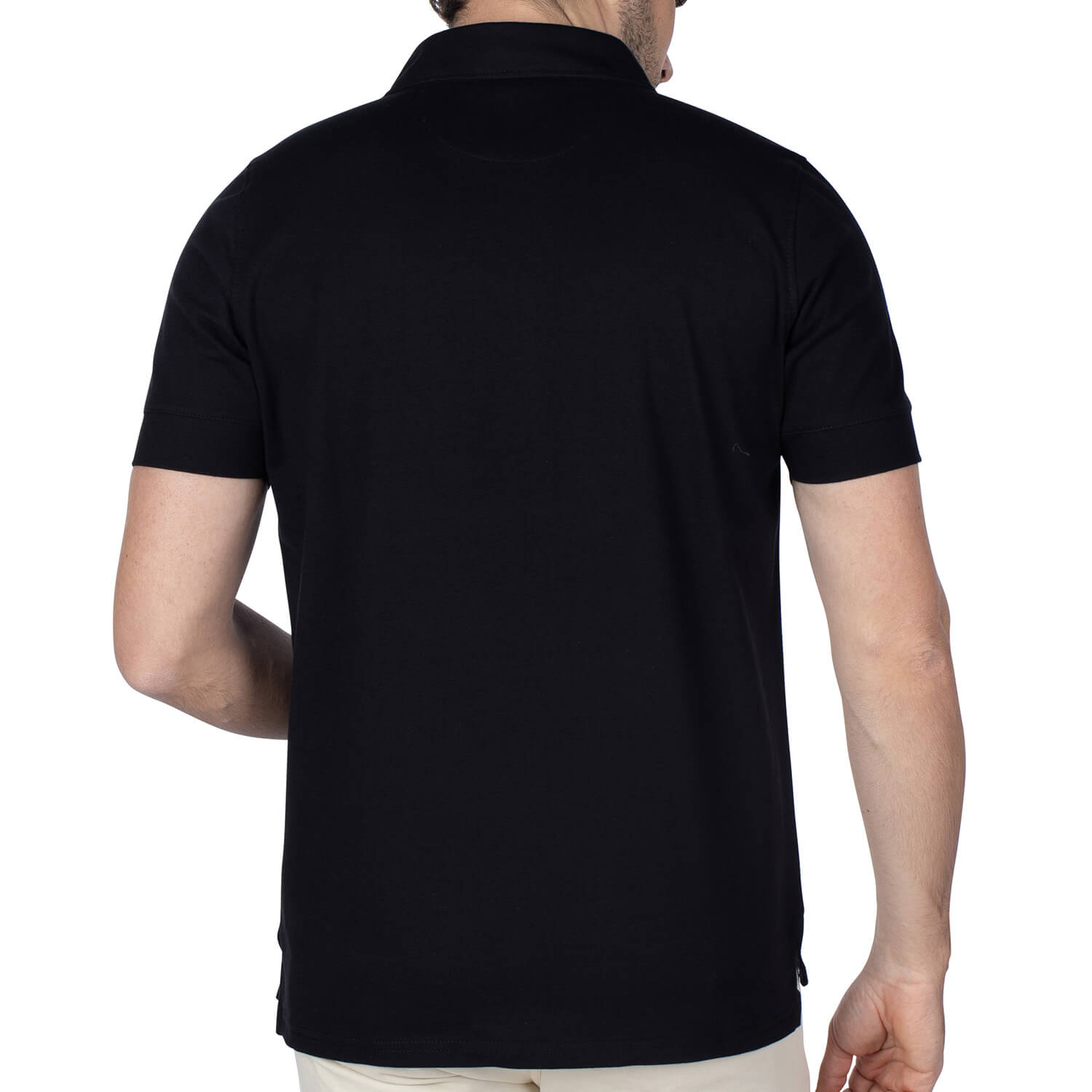 Basic rugby polo shirt Black - back view - Shilton