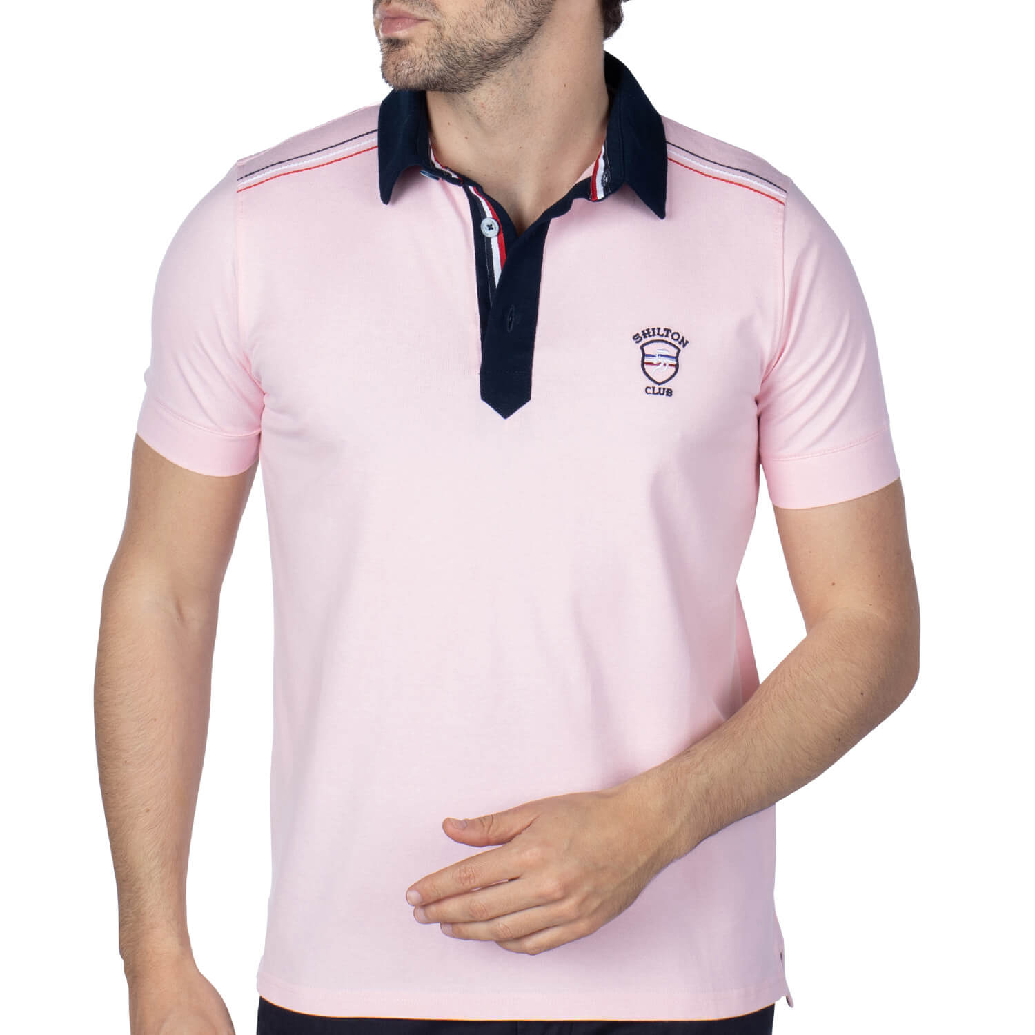 Basic rugby polo, pink - Shilton