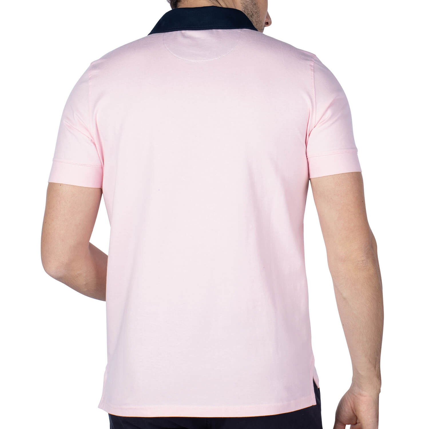 Basic rugby polo, pink - back view - Shilton