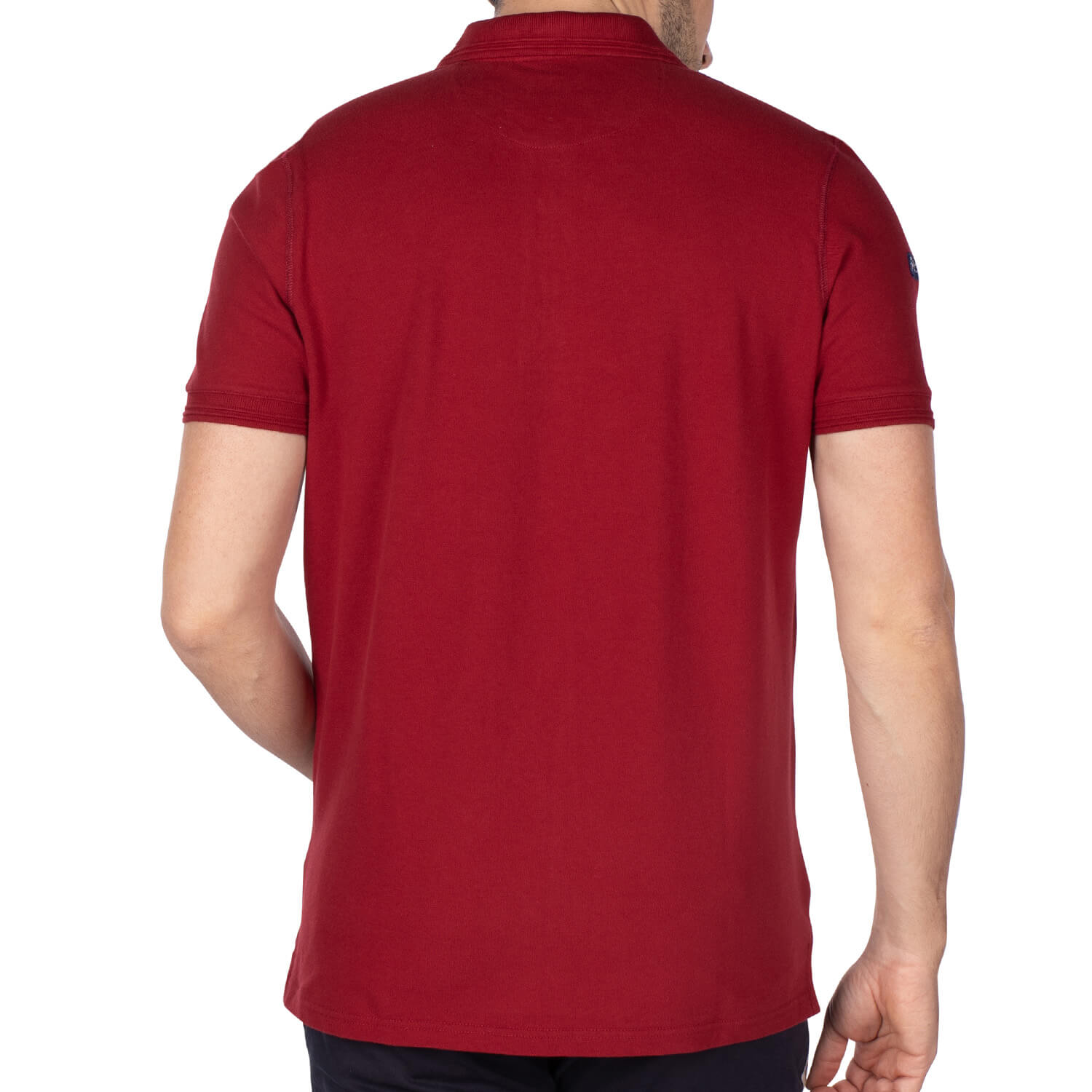 Red unity rugby polo shirt - back view - Shilton
