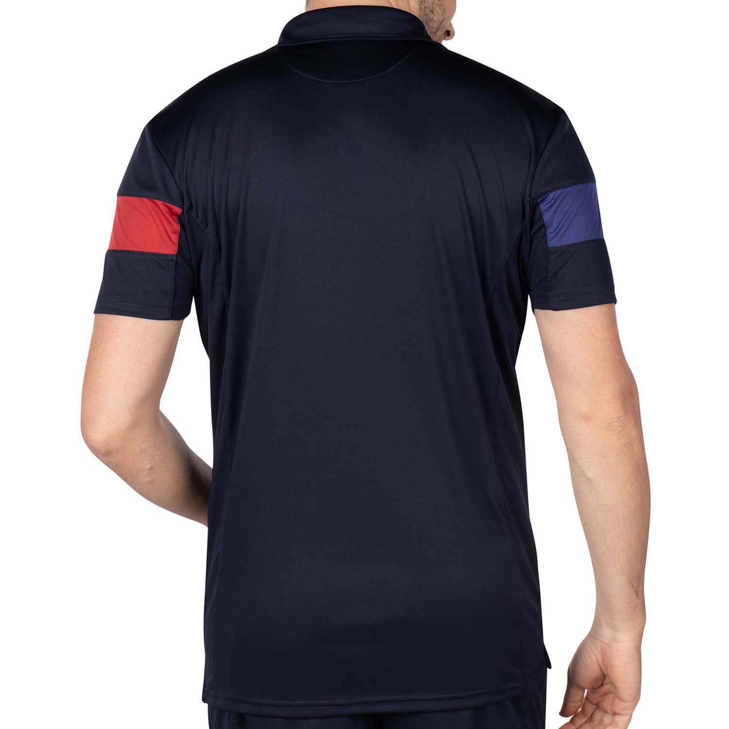 Navy X White unity sport polo shirt - back view - Shilton