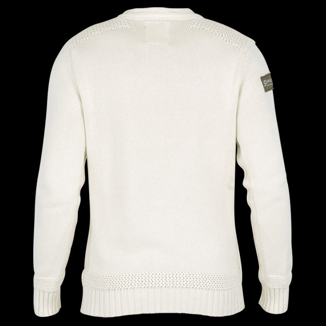 Explorer Ecru V-neck Sweater - back view - Shilton