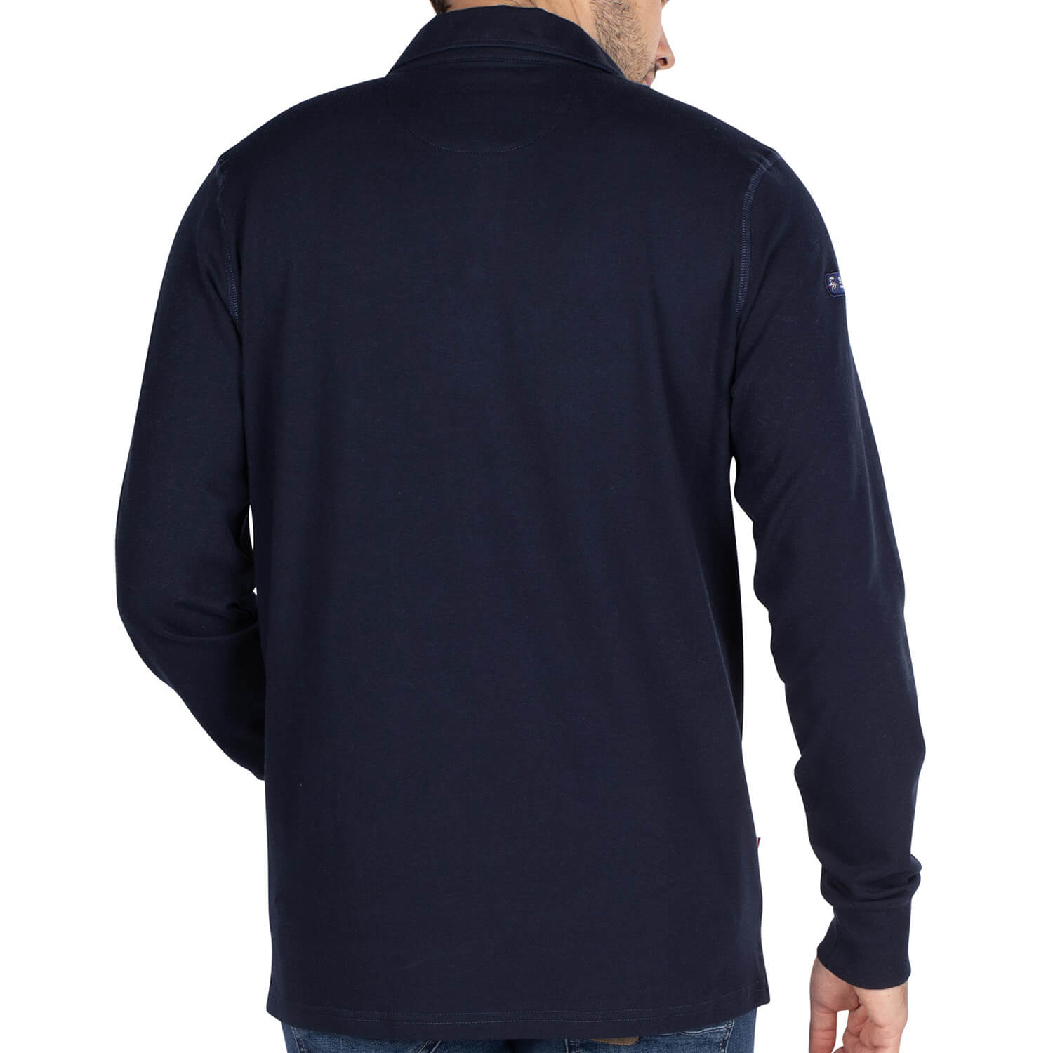 Basic unity Navy rugby polo shirt - back view - Shilton