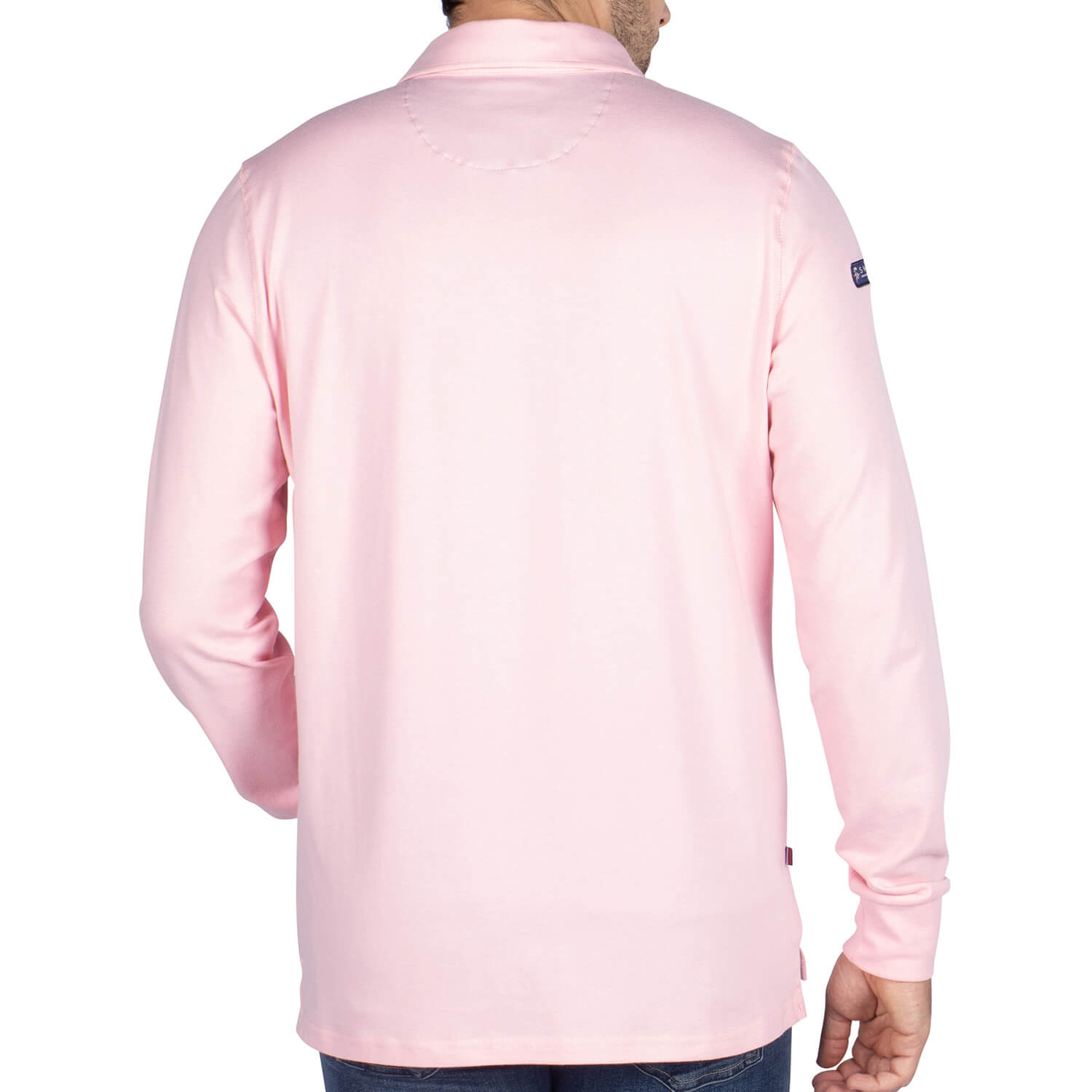 Basic unity pink rugby polo shirt - back view - Shilton