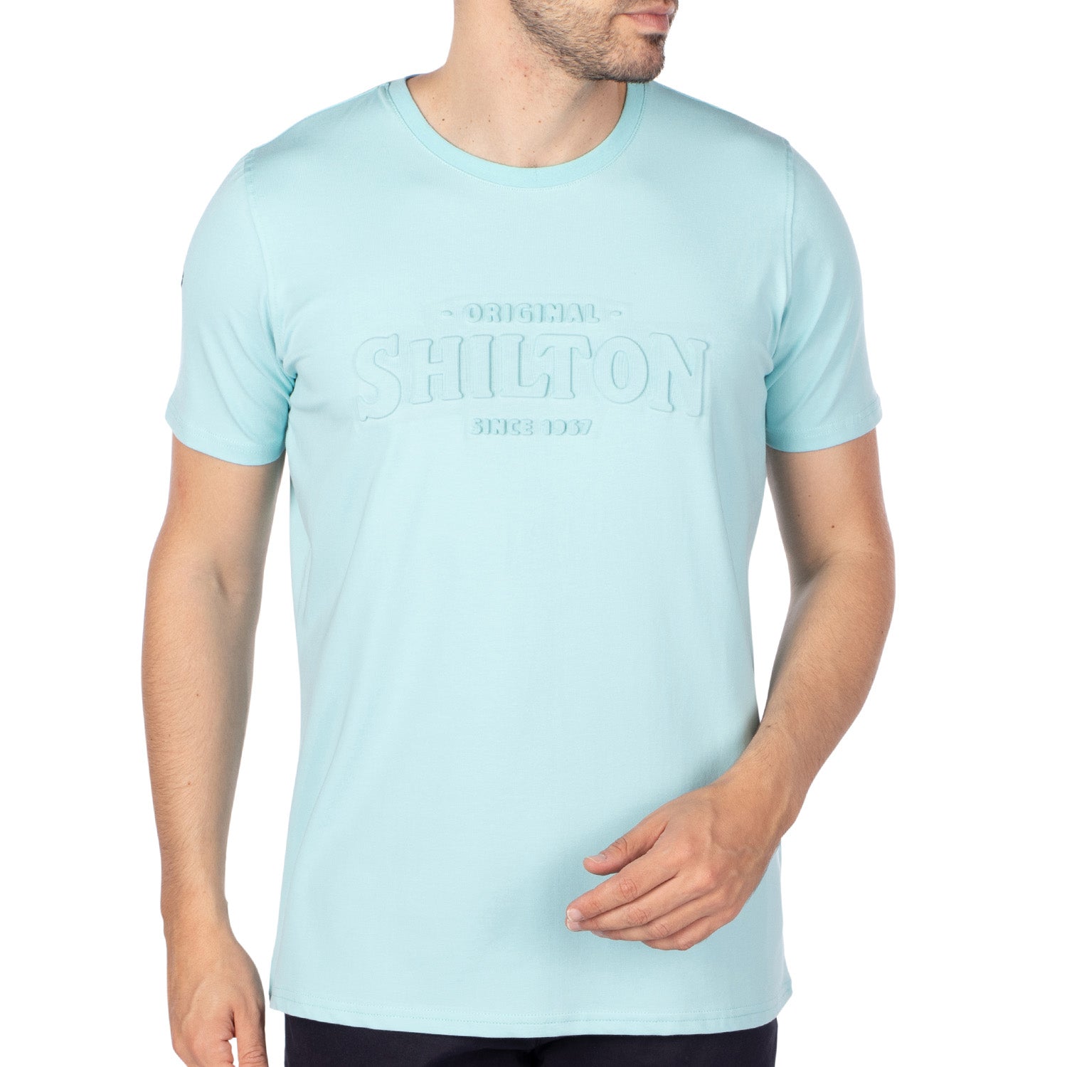 Turquoise basic relief T-shirt - Shilton