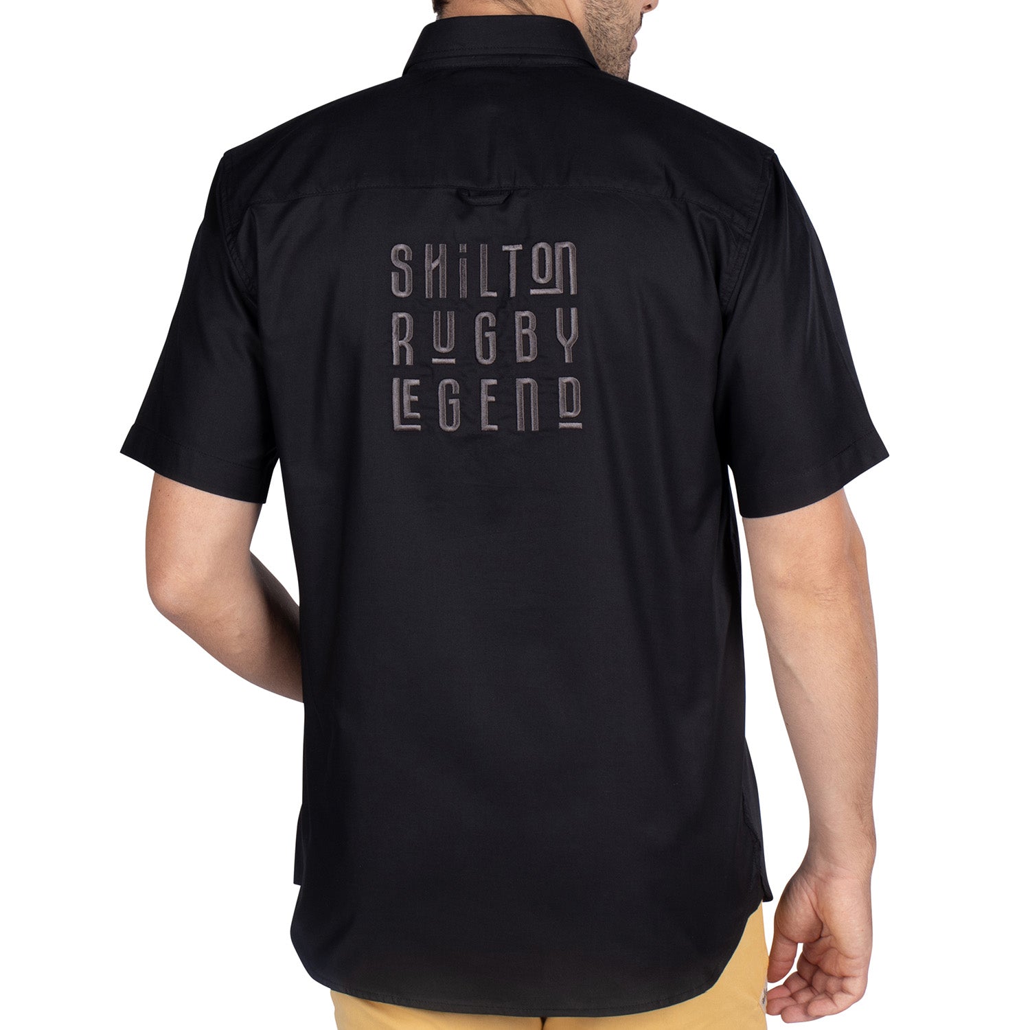Rugby legend shirt Black - back view - Shilton