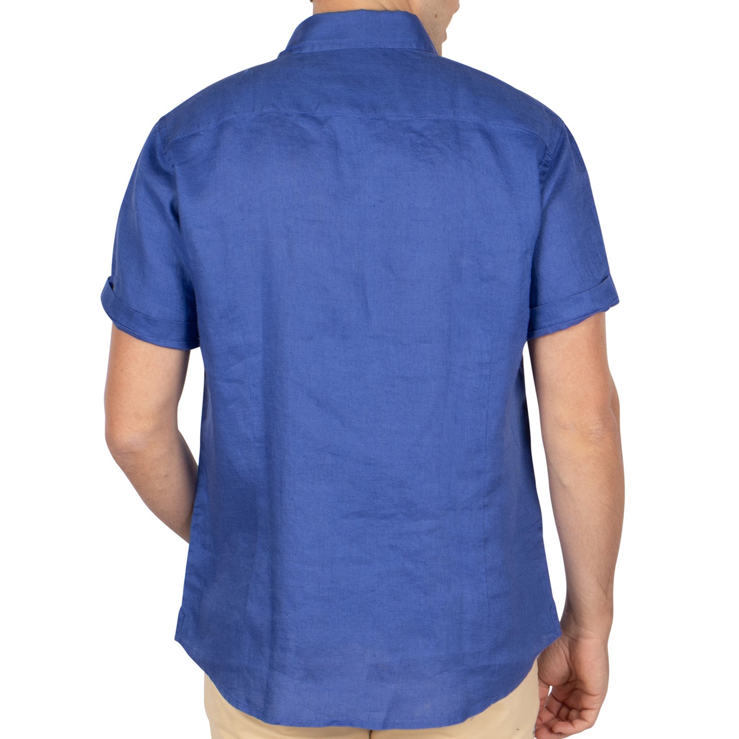 Indigo unity linen shirt - back view - Shilton