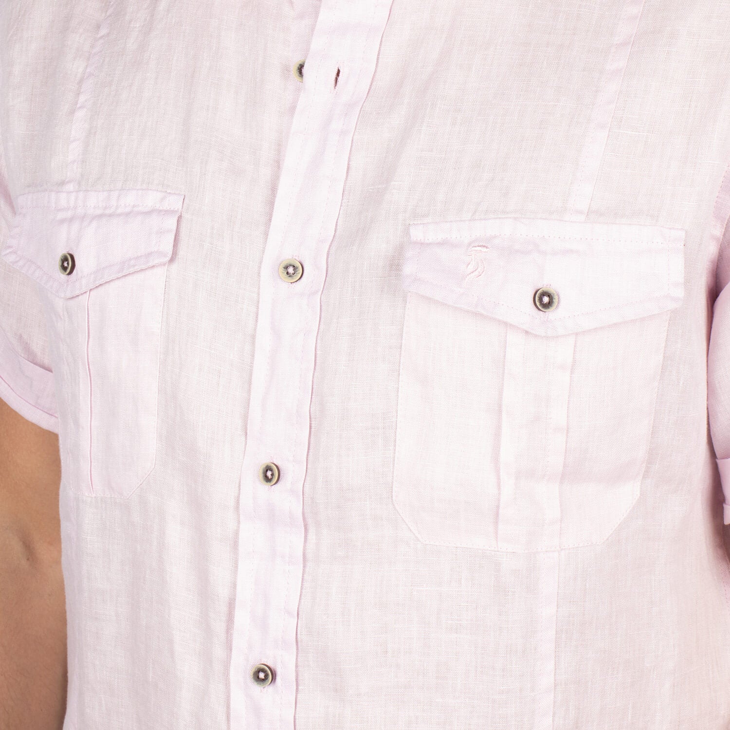 Pink unity linen shirt - back view - Shilton