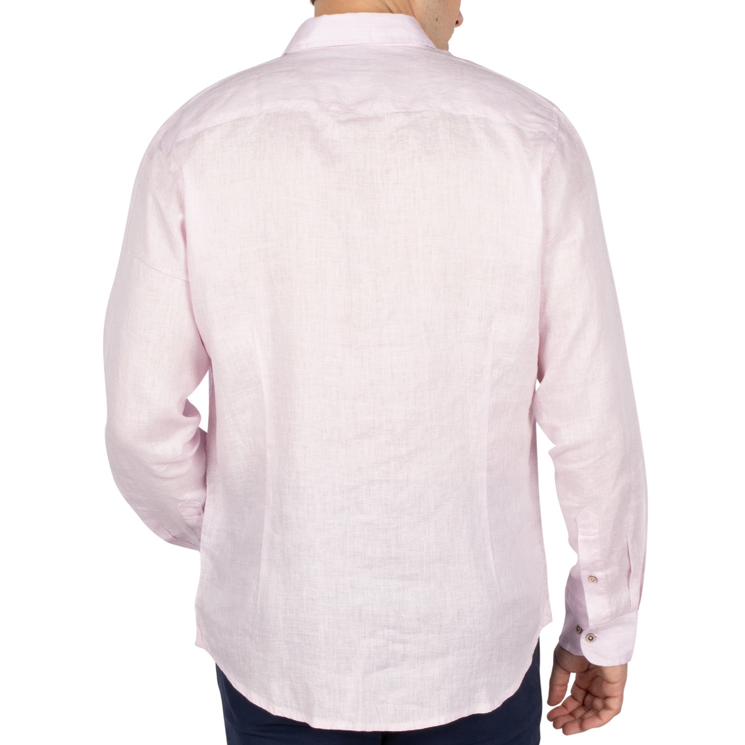 Basic Linen Shirt Pink - back view - Shilton