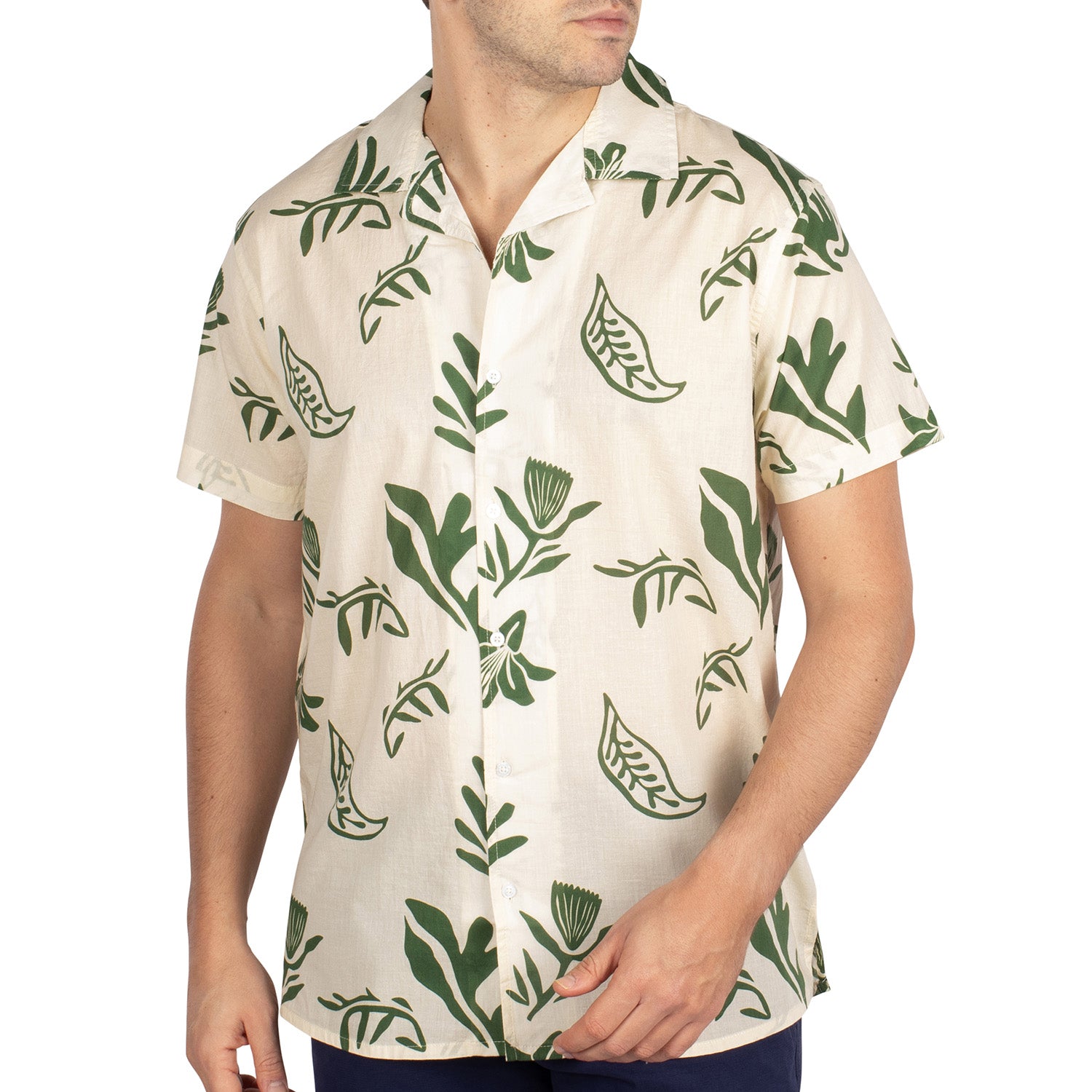 Beige and khaki floral shirt for summer