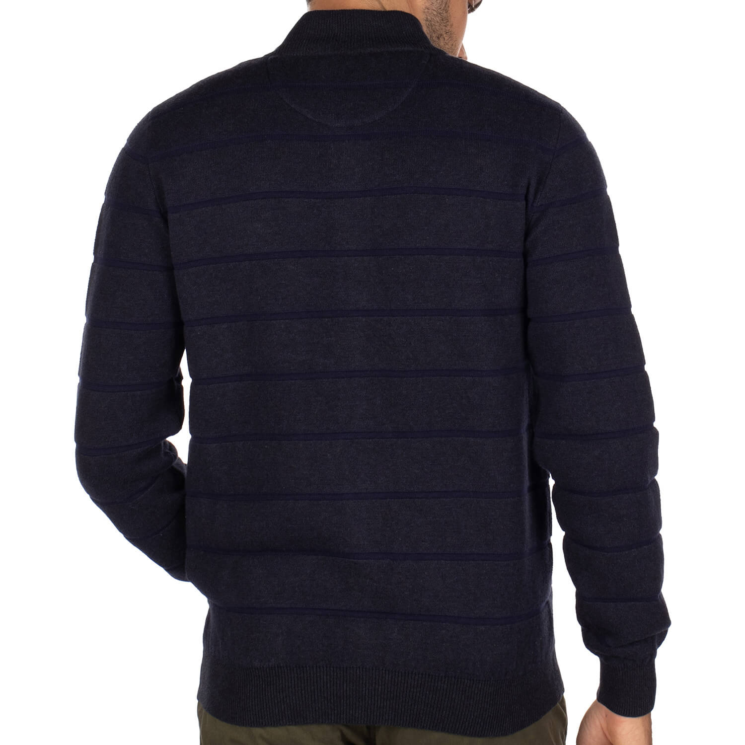 Navy striped city vest - back view - Shilton