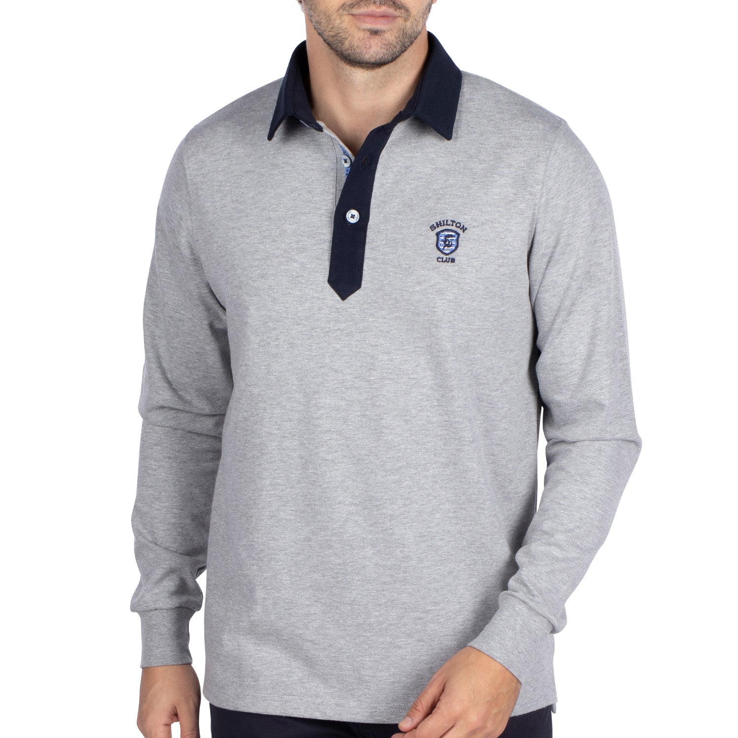 Basic grey floral polo shirt - Shilton